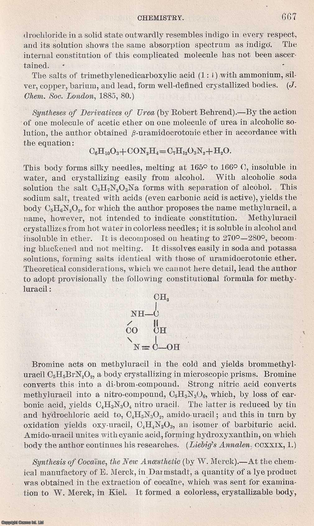 BOLTON, H. CARRINGTON - Inorganic and Organic (Chemistry). An original article from the Report of the Smithsonian Institution, 1885.