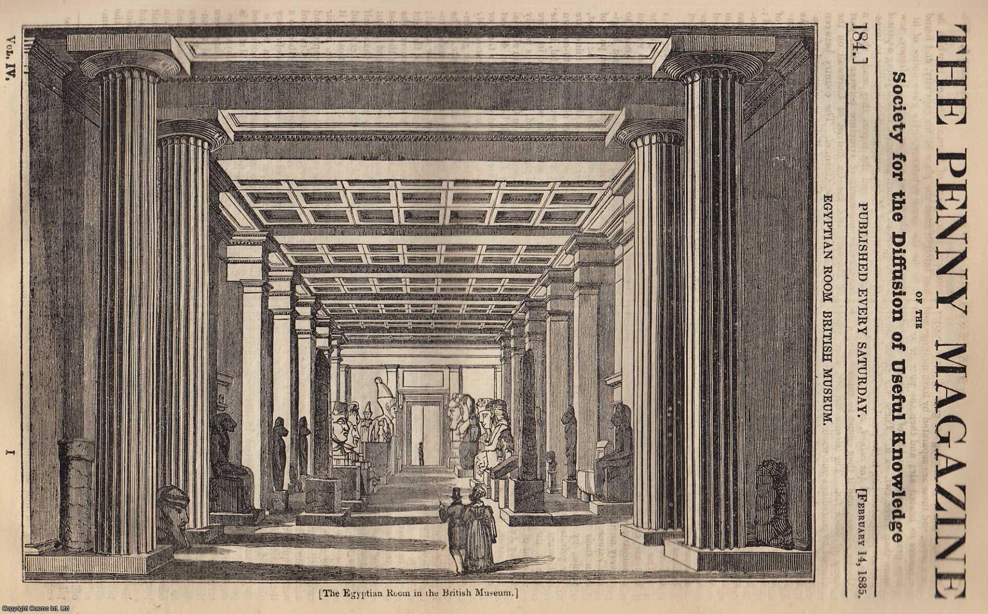 --- - Egyptian Room British Museum; Taking Honey From The Hive (an old method); Gold Fish (Cyprinus Auratus); Wild Ducks (part 2). Issue No. 184, February 14, 1835. A complete rare weekly issue of the Penny Magazine, 1835.