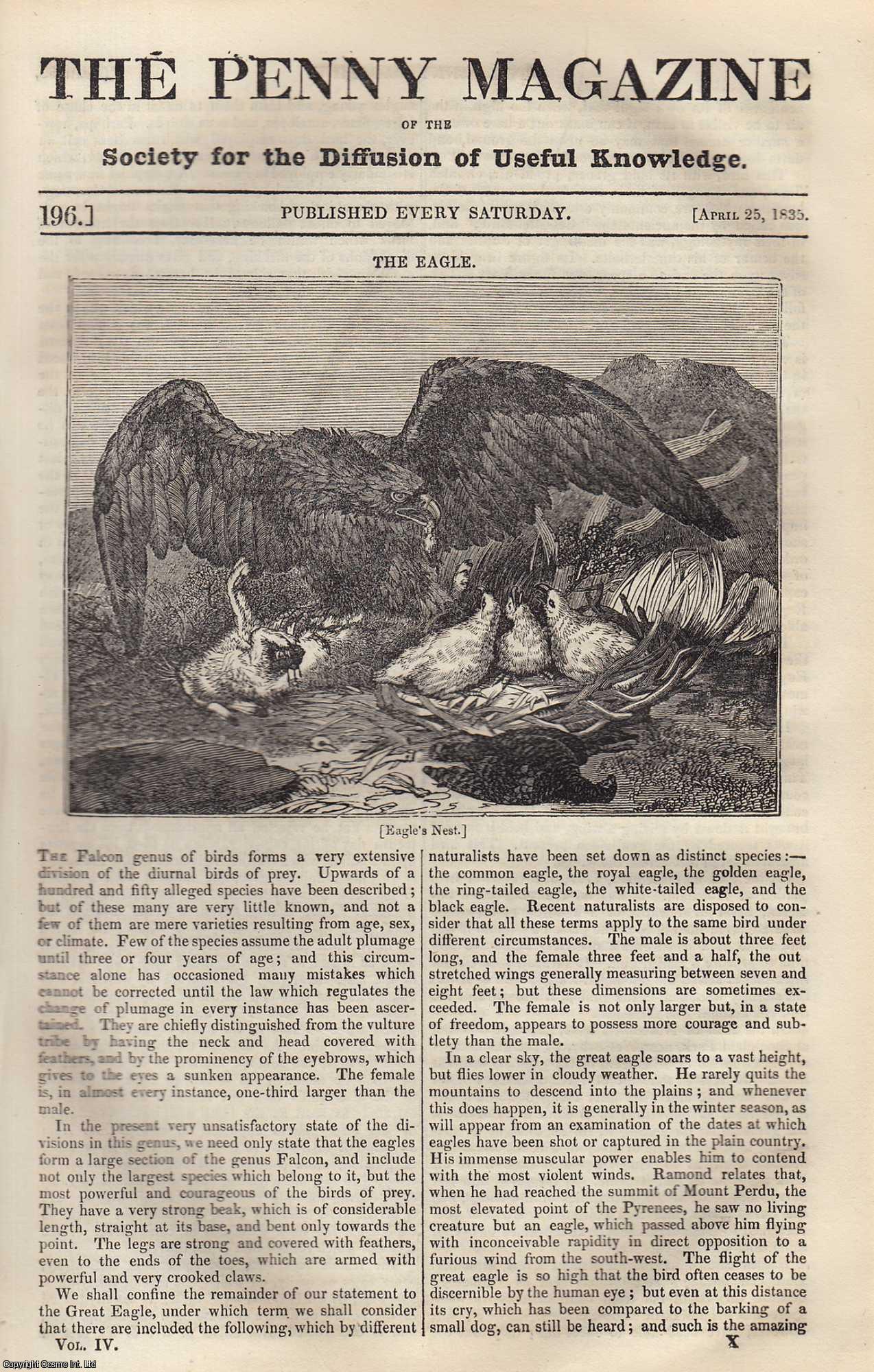 --- - The Eagle; Heidelberg; Some Recollections of The Easter Holidays in The South of Italy (part 1). Issue No. 196, April 25, 1835. A complete rare weekly issue of the Penny Magazine, 1835.