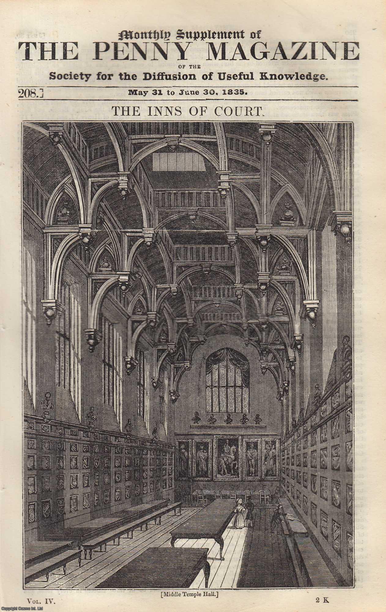 --- - The Inns of Court (Westminster). Issue No. 208, May 31 - June 30, 1835. A complete rare weekly issue of the Penny Magazine, 1835.