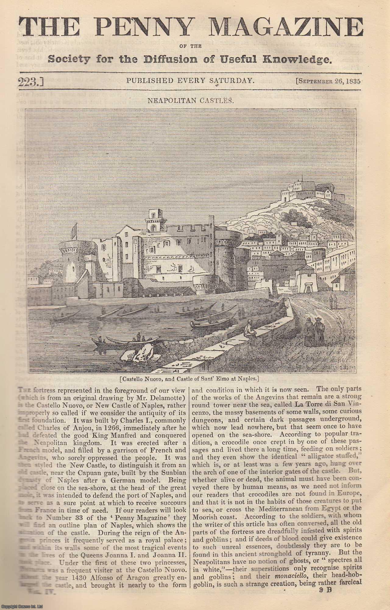 --- - Neapolitan Castles; Kingston, Jamacia; Errors and Superstitions Arising From False Associations; England as Described by an Eastern Traveller Seventy Years Ago. Issue No. 223, September 26, 1835. A complete rare weekly issue of the Penny Magazine, 1835.