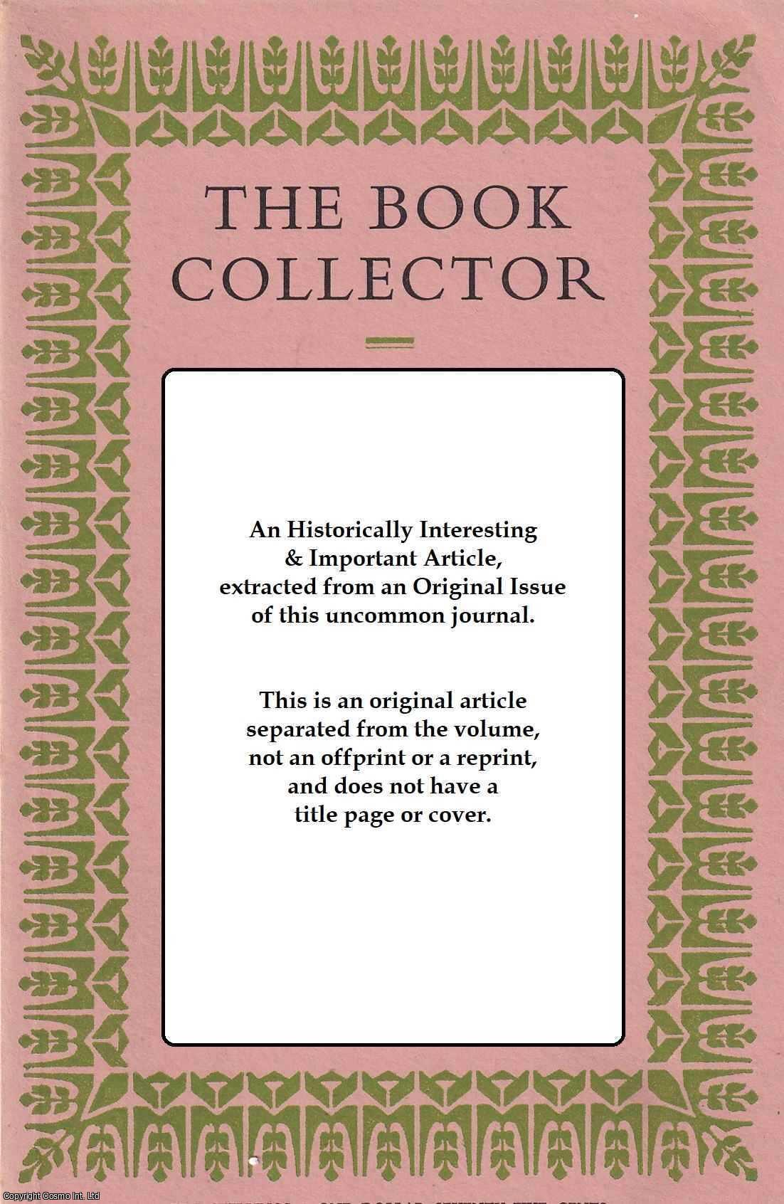Eugene D. LeMire - William Morris in America: A Publishing History from Archives. This is an original article separated from an issue of The Book Collector journal, 1994.