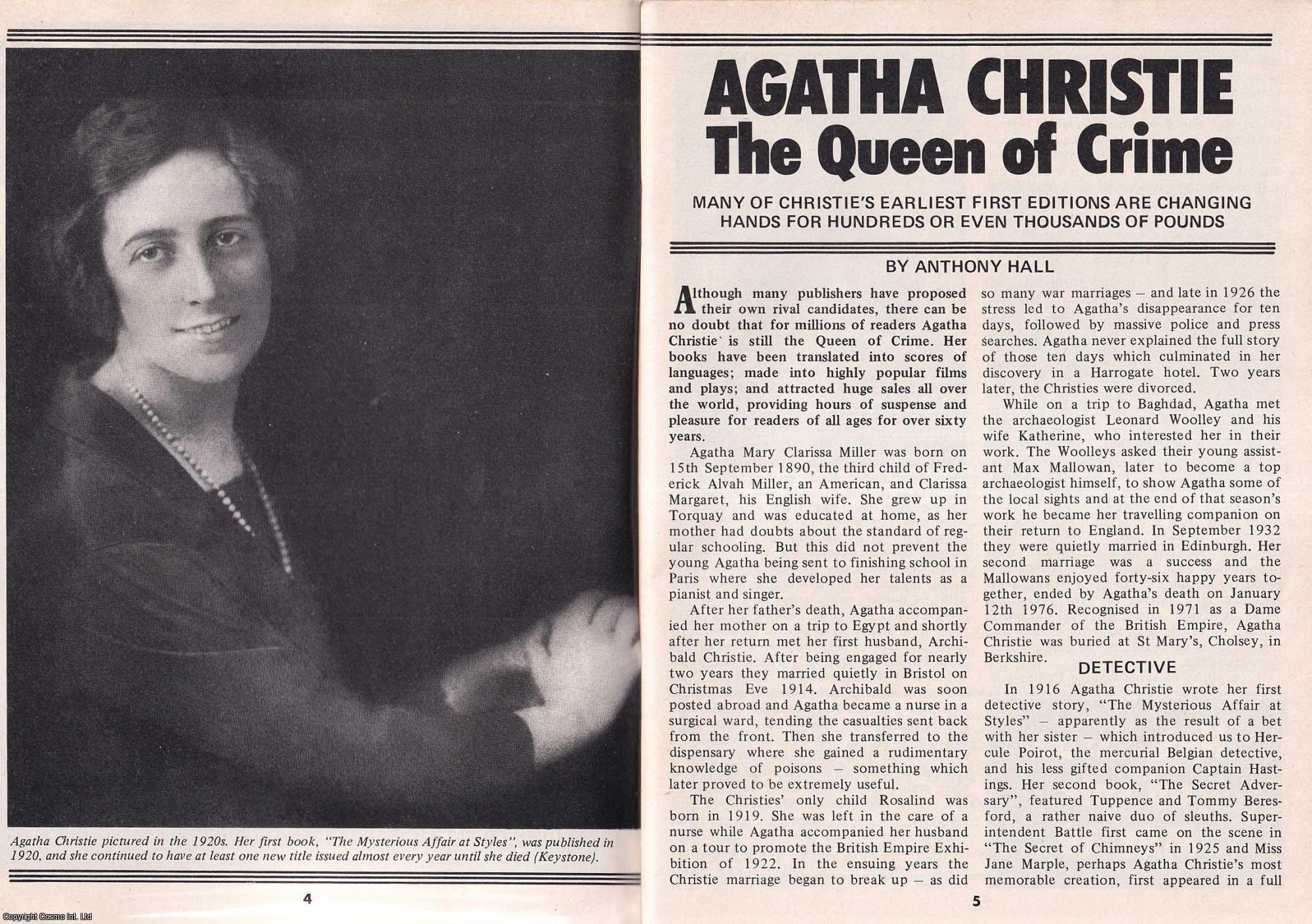 Anthony Hall - Agatha Christie. The Queen of Crime. This is an original article separated from an issue of The Book & Magazine Collector publication.