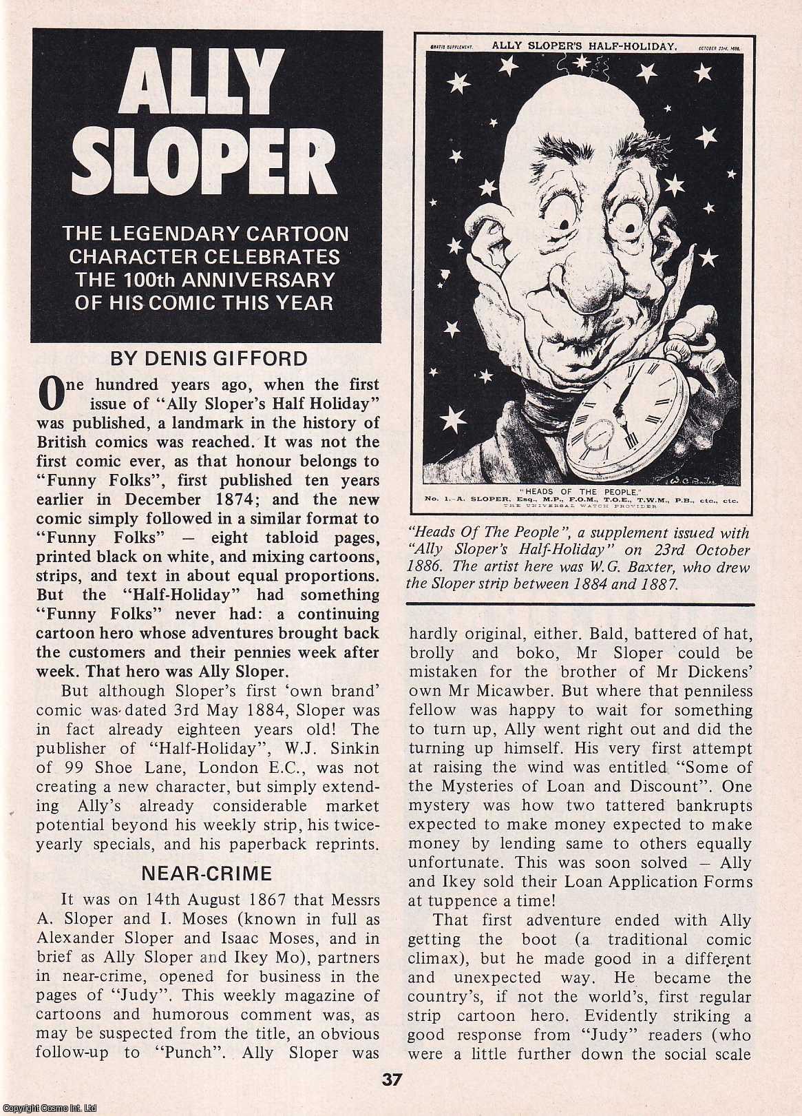 Denis Gifford - Ally Sloper. The Legendary Cartoon Character. This is an original article separated from an issue of The Book & Magazine Collector publication, 1984.