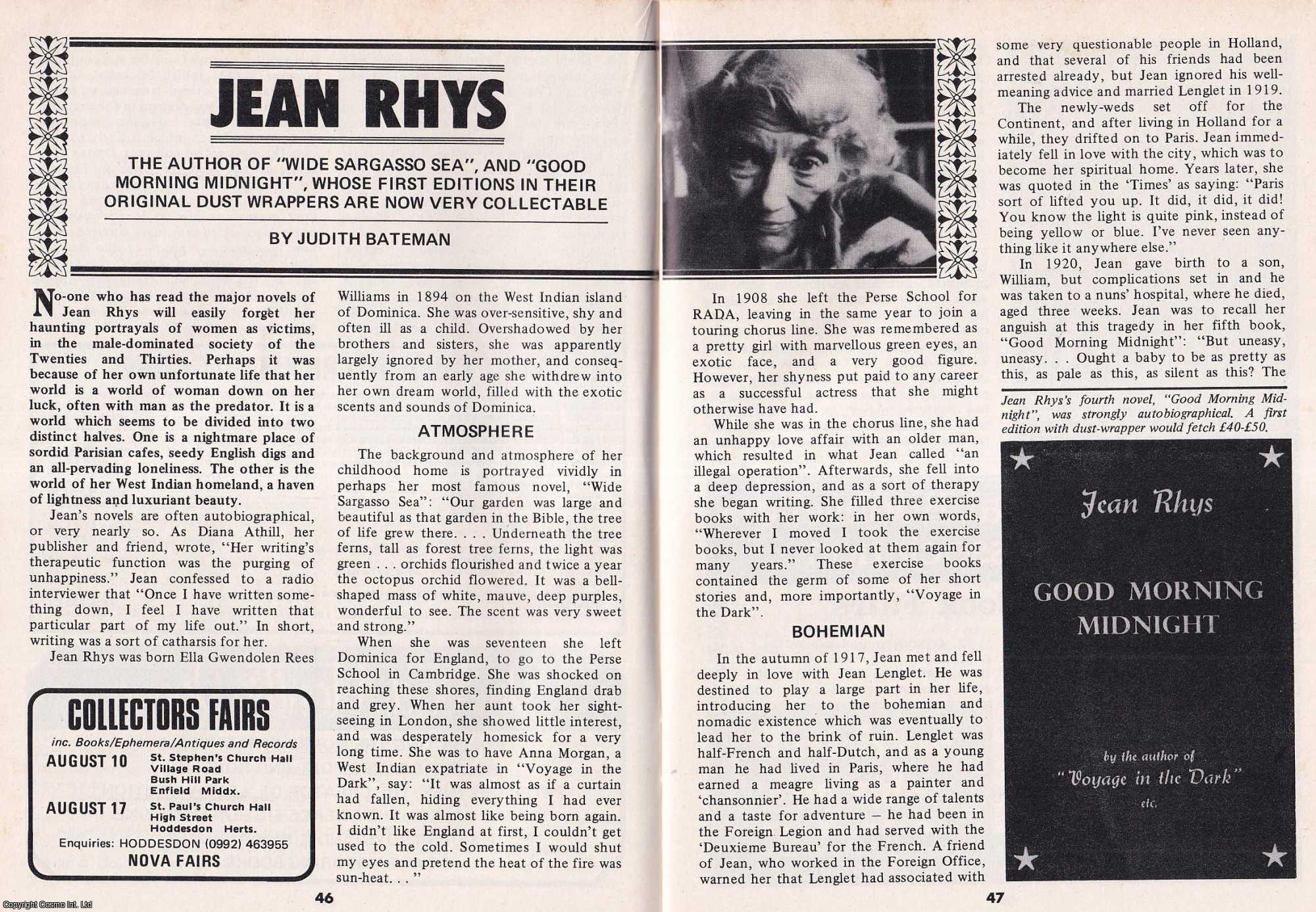 Judith Bateman - Jean Rhys. The Author of Wide Sargasso Sea. This is an original article separated from an issue of The Book & Magazine Collector publication.
