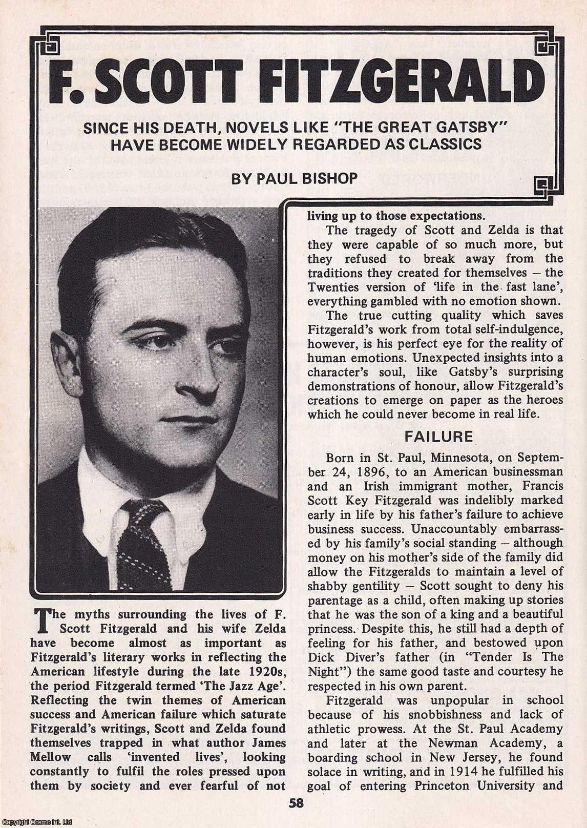 Paul Bishop - F. Scott Fitzgerald : His classic novels. This is an original article separated from an issue of The Book & Magazine Collector publication, 1985.
