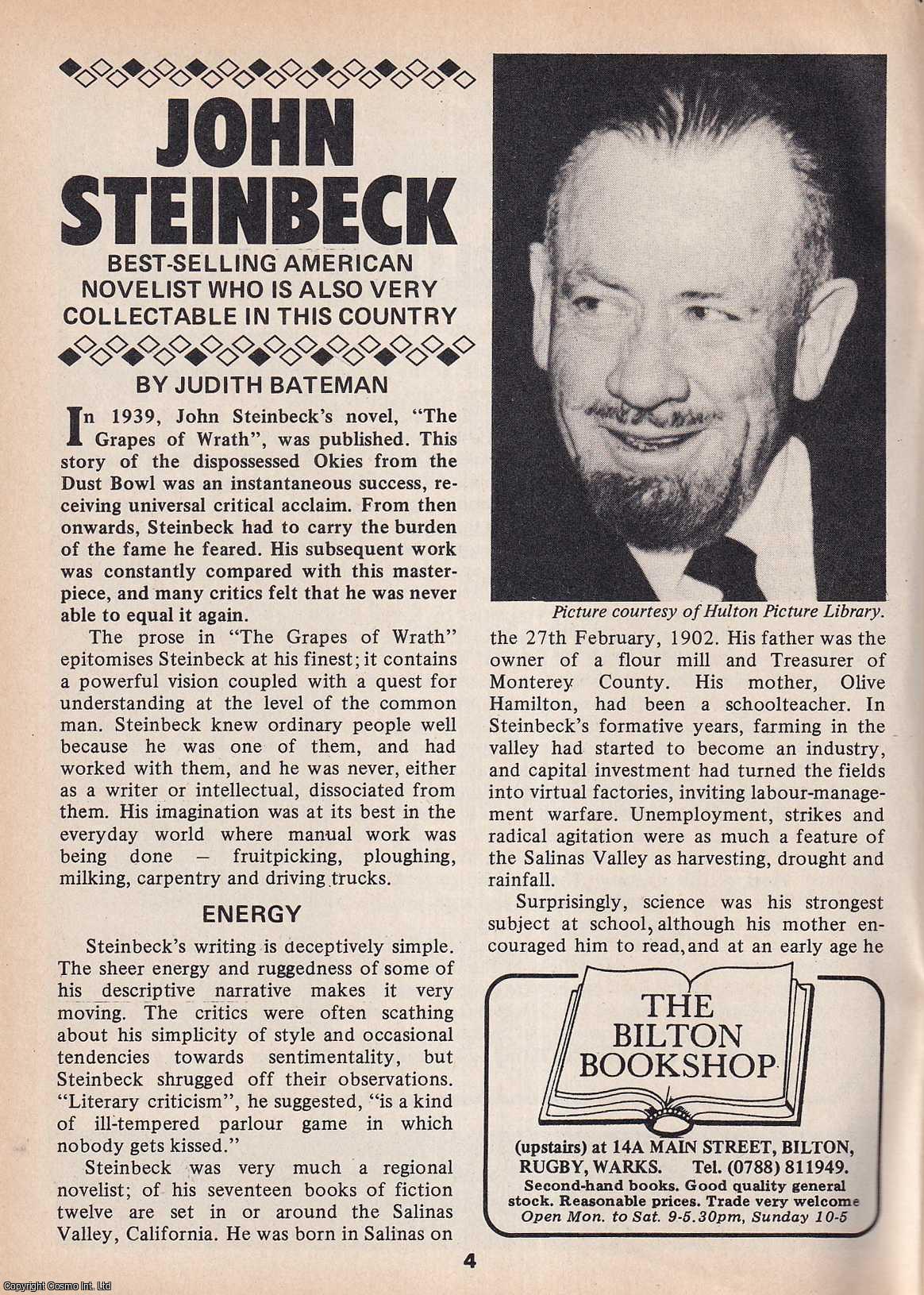 Judith Bateman - John Steinbeck. Best-Selling American Novelist. This is an original article separated from an issue of The Book & Magazine Collector publication.