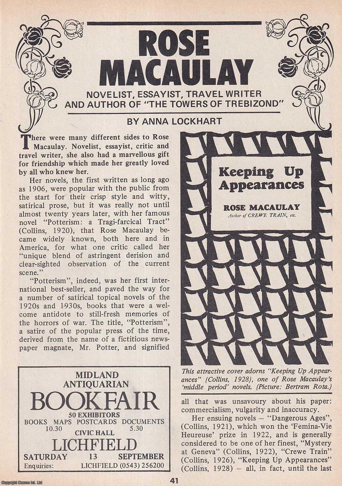 Anna Lockhart - Rose Macaulay. Novelist, Essayist, Travel Writer and Author. This is an original article separated from an issue of The Book & Magazine Collector publication, 1986.