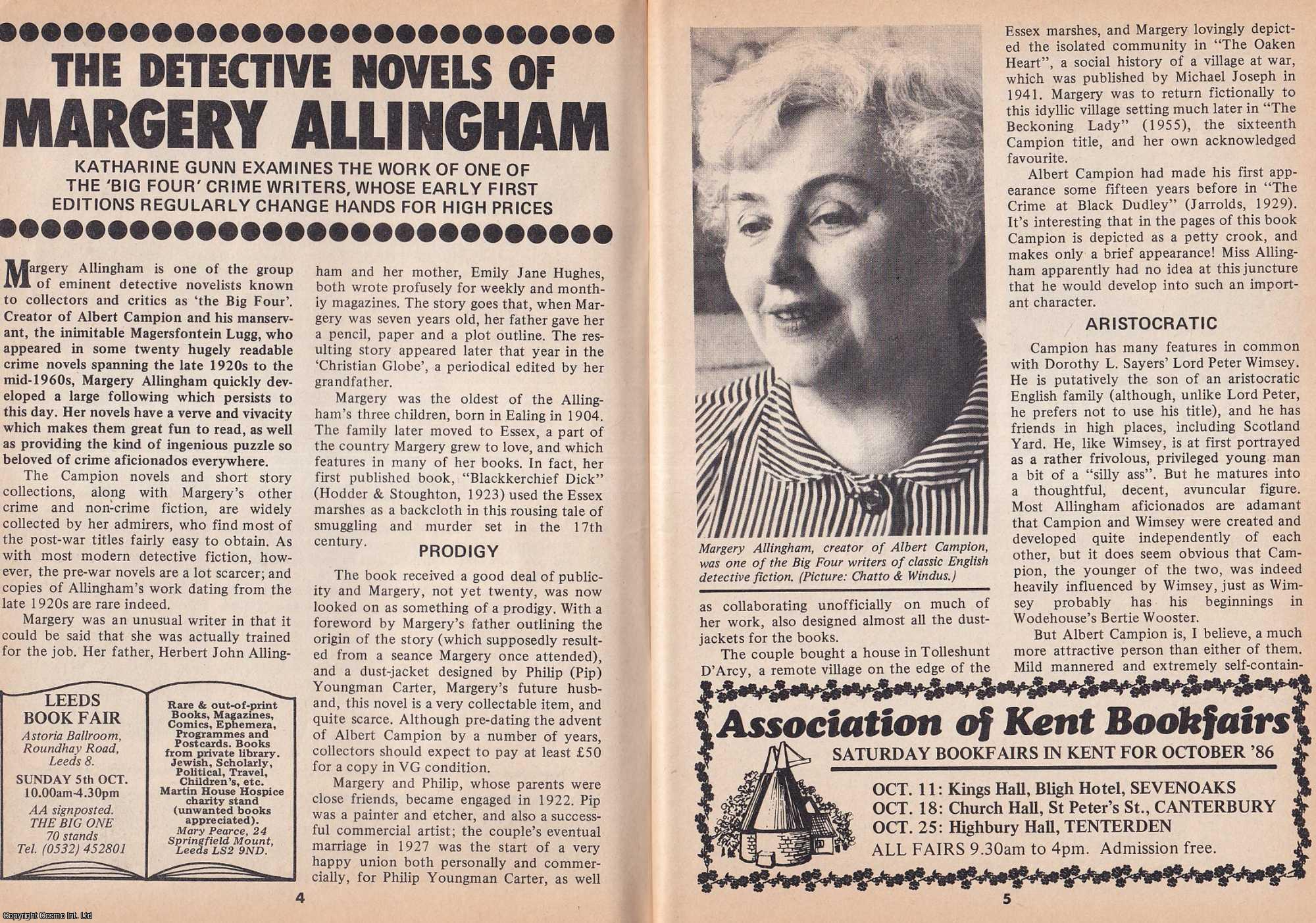 Katharine Gunn - The Detective Novels of Margery Allingham. This is an original article separated from an issue of The Book & Magazine Collector publication, 1986.