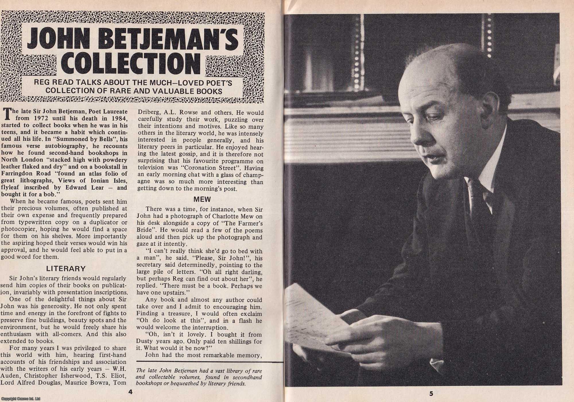 Reg Read - John Betjeman's Collection. This is an original article separated from an issue of The Book & Magazine Collector publication.