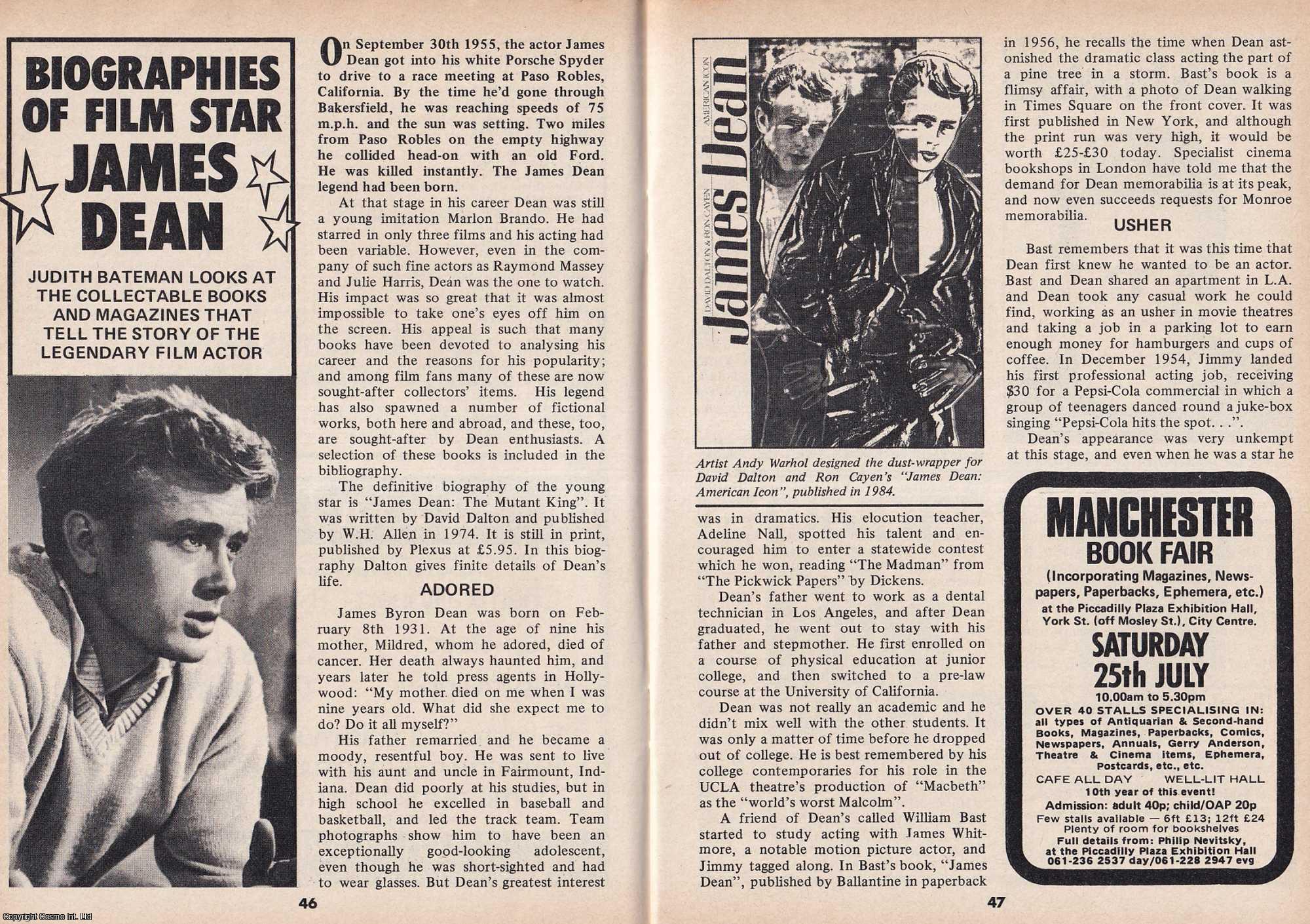 Judith Bateman - Biographies of Film Star James Dean : Collectable Books that Tell The Story of the Actor. This is an original article separated from an issue of The Book & Magazine Collector publication, 1987.
