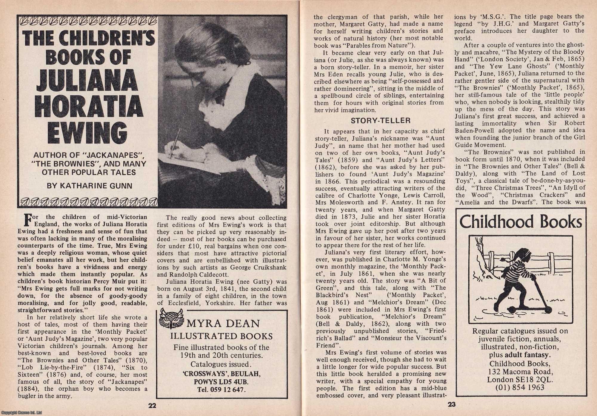 Katharine Gunn - The Children's Books of Juliana Horatia Ewing. This is an original article separated from an issue of The Book & Magazine Collector publication, 1987.
