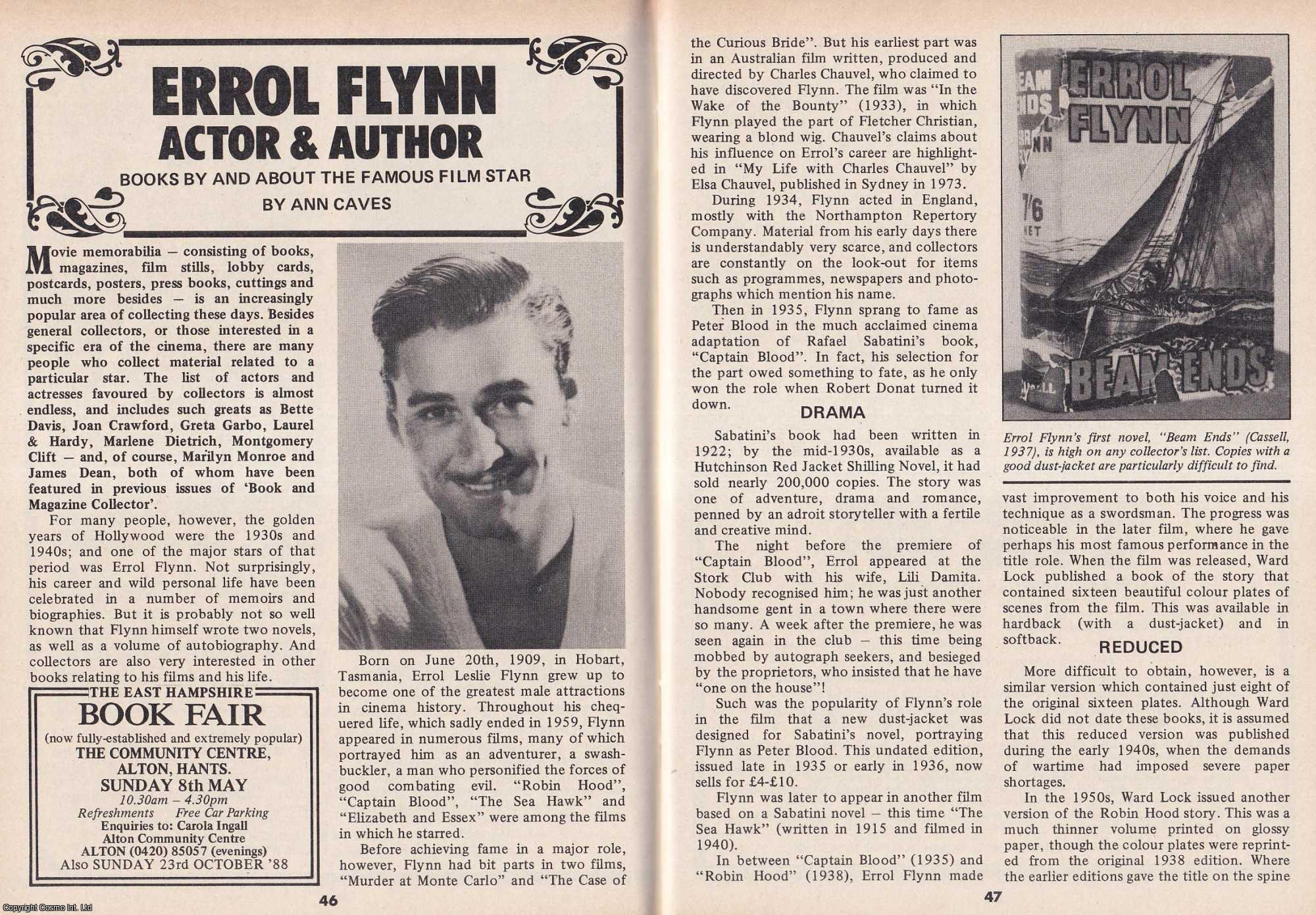 Ann Caves - Errol Flynn. Actor, Author and Famous Film Star. This is an original article separated from an issue of The Book & Magazine Collector publication, 1988.