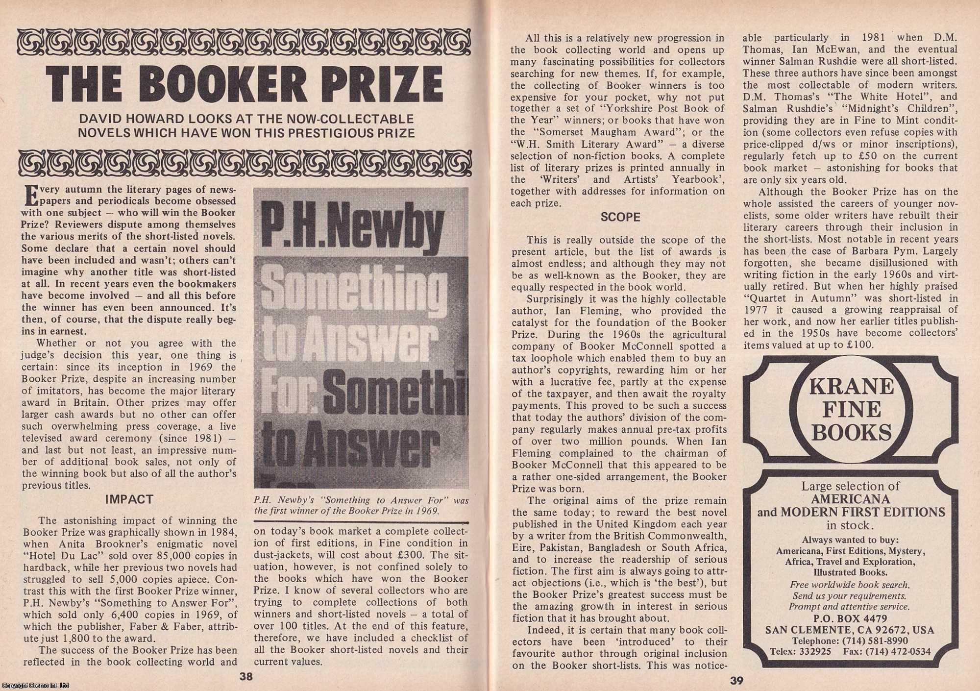 David Howard - The Booker Prize. The Collectable Novels which have Won this Prestigious Prize. This is an original article separated from an issue of The Book & Magazine Collector publication.