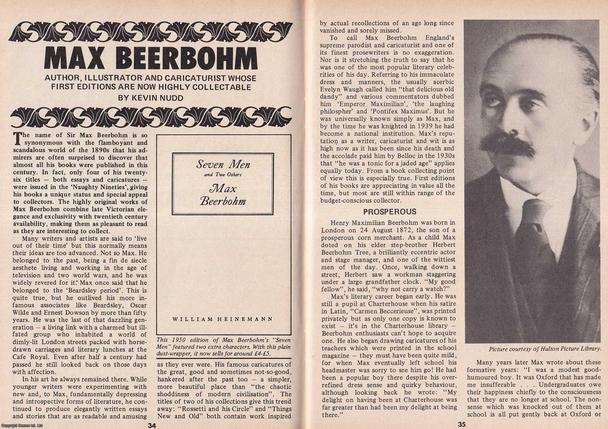Kevin Nudd - Max Beerbohm. Author, Illustrator and Caricaturist. This is an original article separated from an issue of The Book & Magazine Collector publication, 1989.
