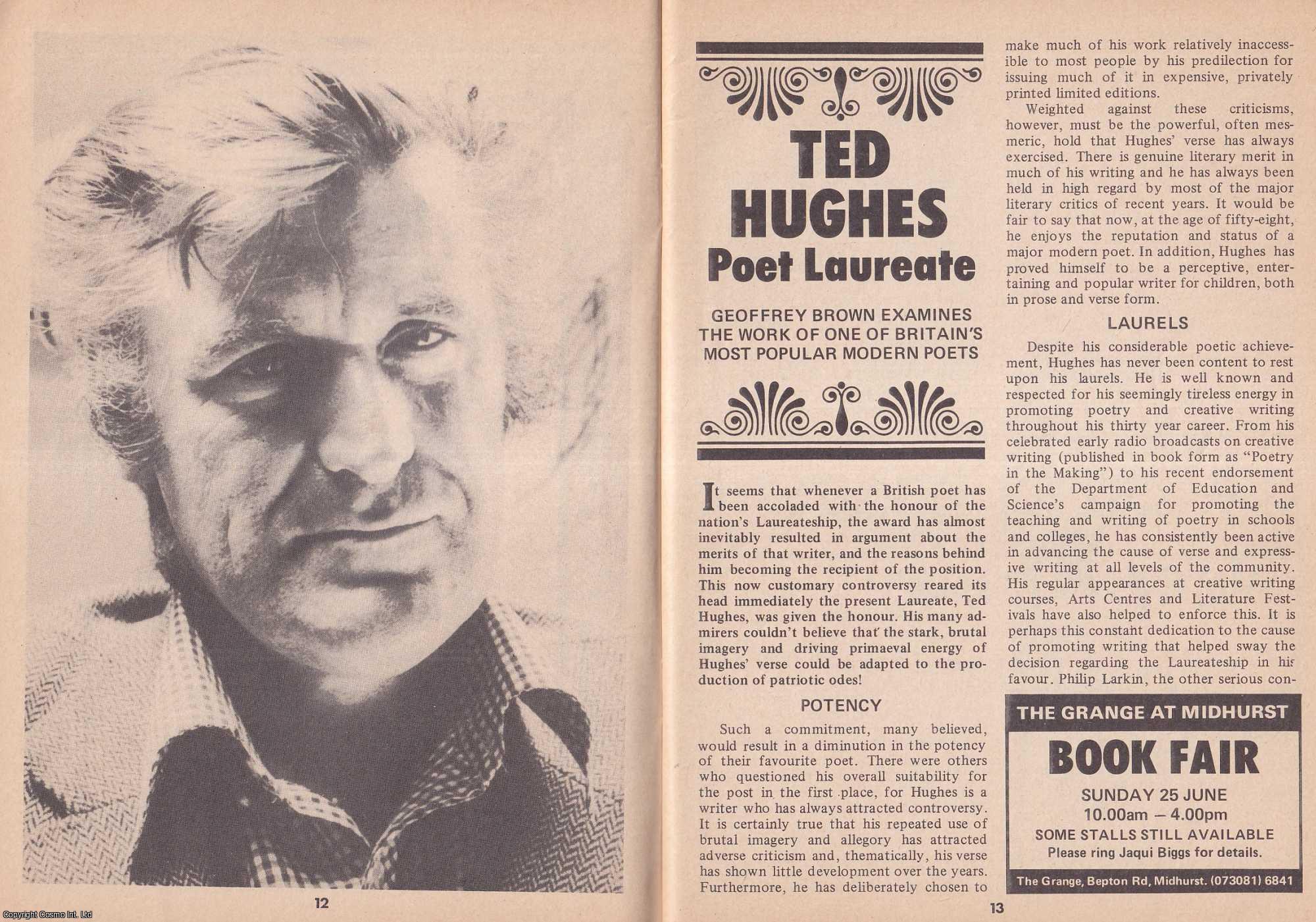 Geoffrey Brown - Ted Hughes Poet Laureate. One of Britain's Most Popular Modern Poets. This is an original article separated from an issue of The Book & Magazine Collector publication, 1989.