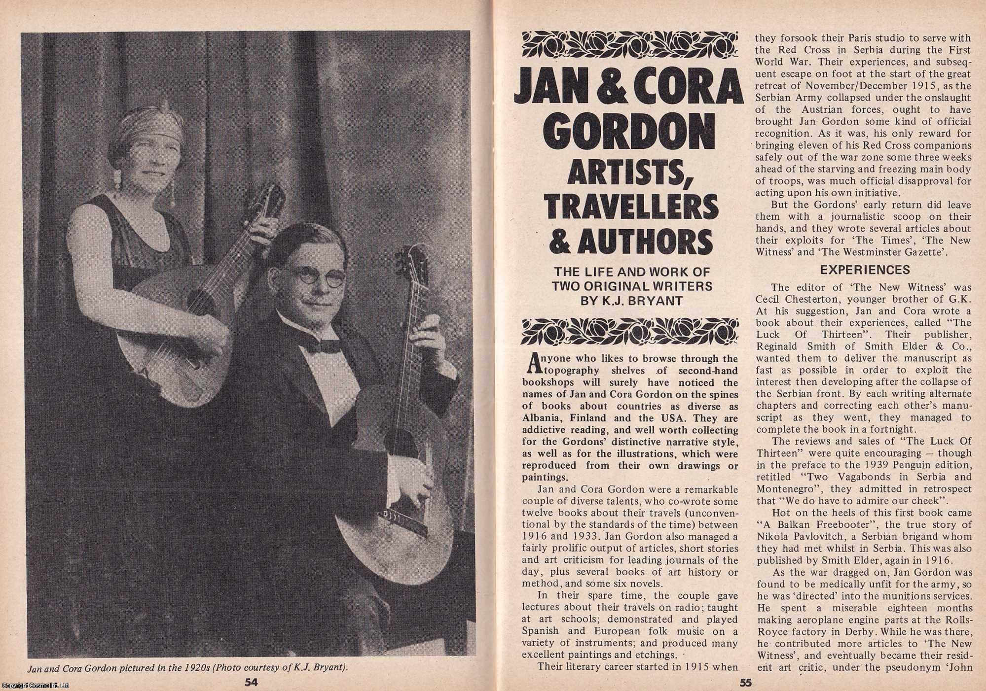 K. J. Bryant - Jan and Cora Gordon. Artists, Travellers and Authors. This is an original article separated from an issue of The Book & Magazine Collector publication, 1990.
