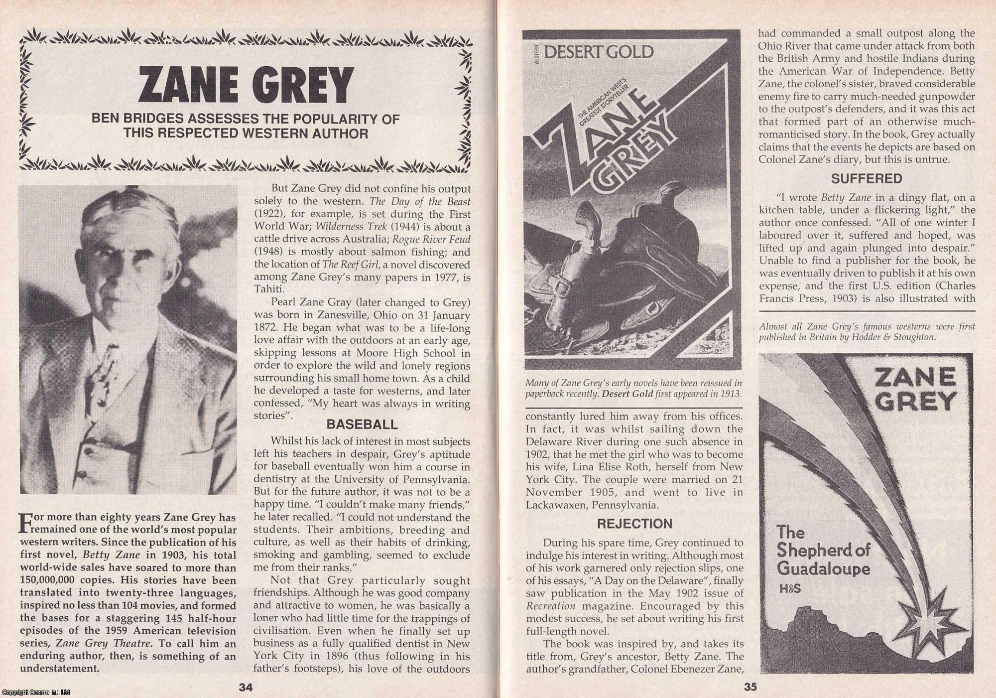 Ben Bridges - Zane Grey. This is an original article separated from an issue of The Book & Magazine Collector publication, 1991.