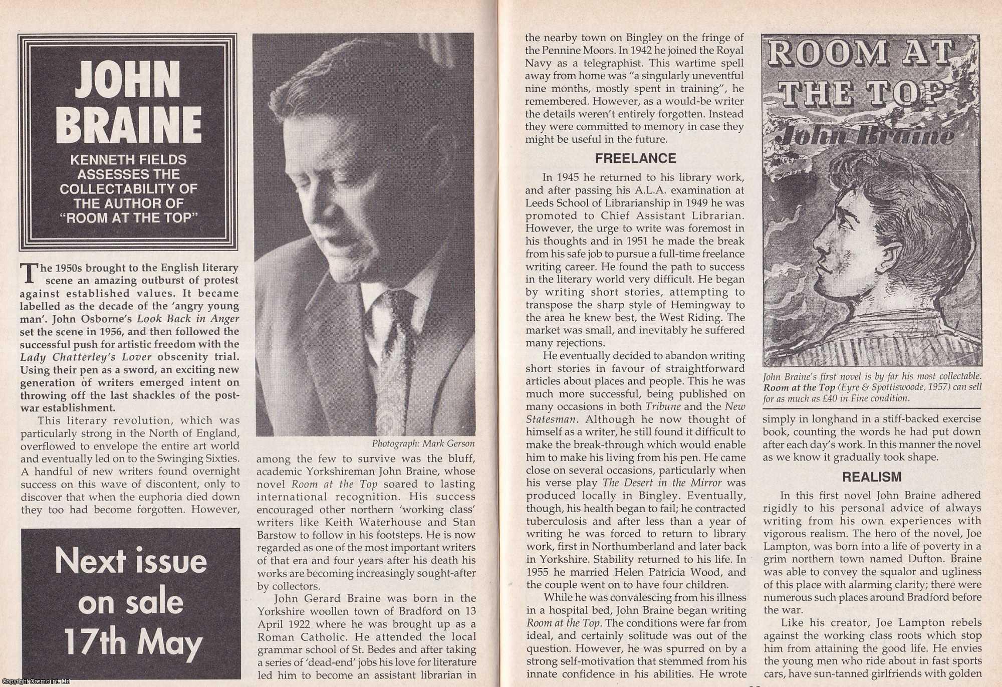 Kenneth Fields - John Braine. The Collectability of The Author. This is an original article separated from an issue of The Book & Magazine Collector publication, 1991.