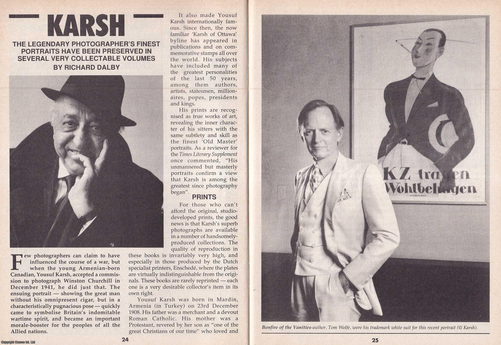 Richard Dalby - Karsh. The Legendary Photographer's Finest Portraits. This is an original article separated from an issue of The Book & Magazine Collector publication, 1993.