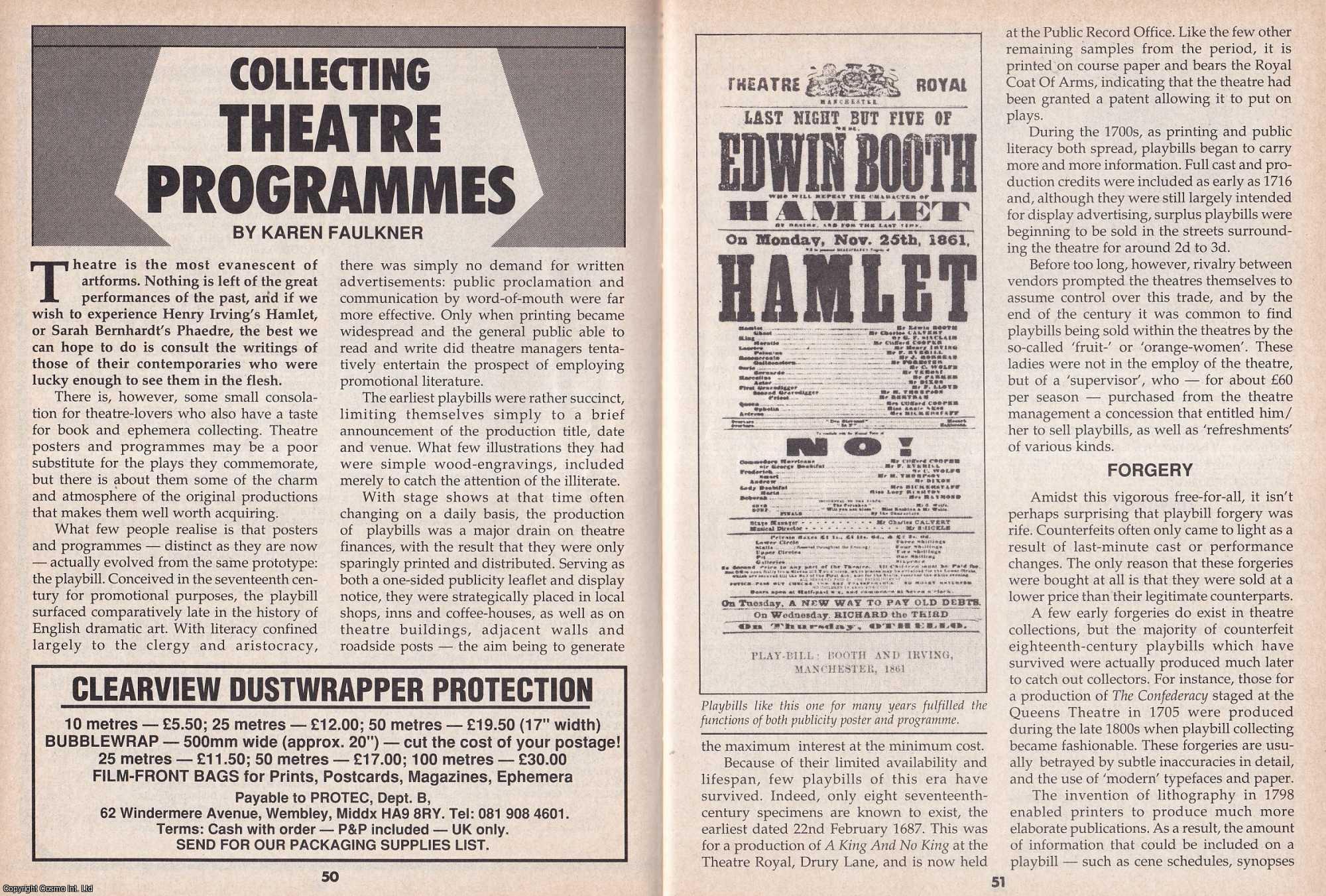 Karen Faulkner - Collecting Theatre Programmes. This is an original article separated from an issue of The Book & Magazine Collector publication, 1993.