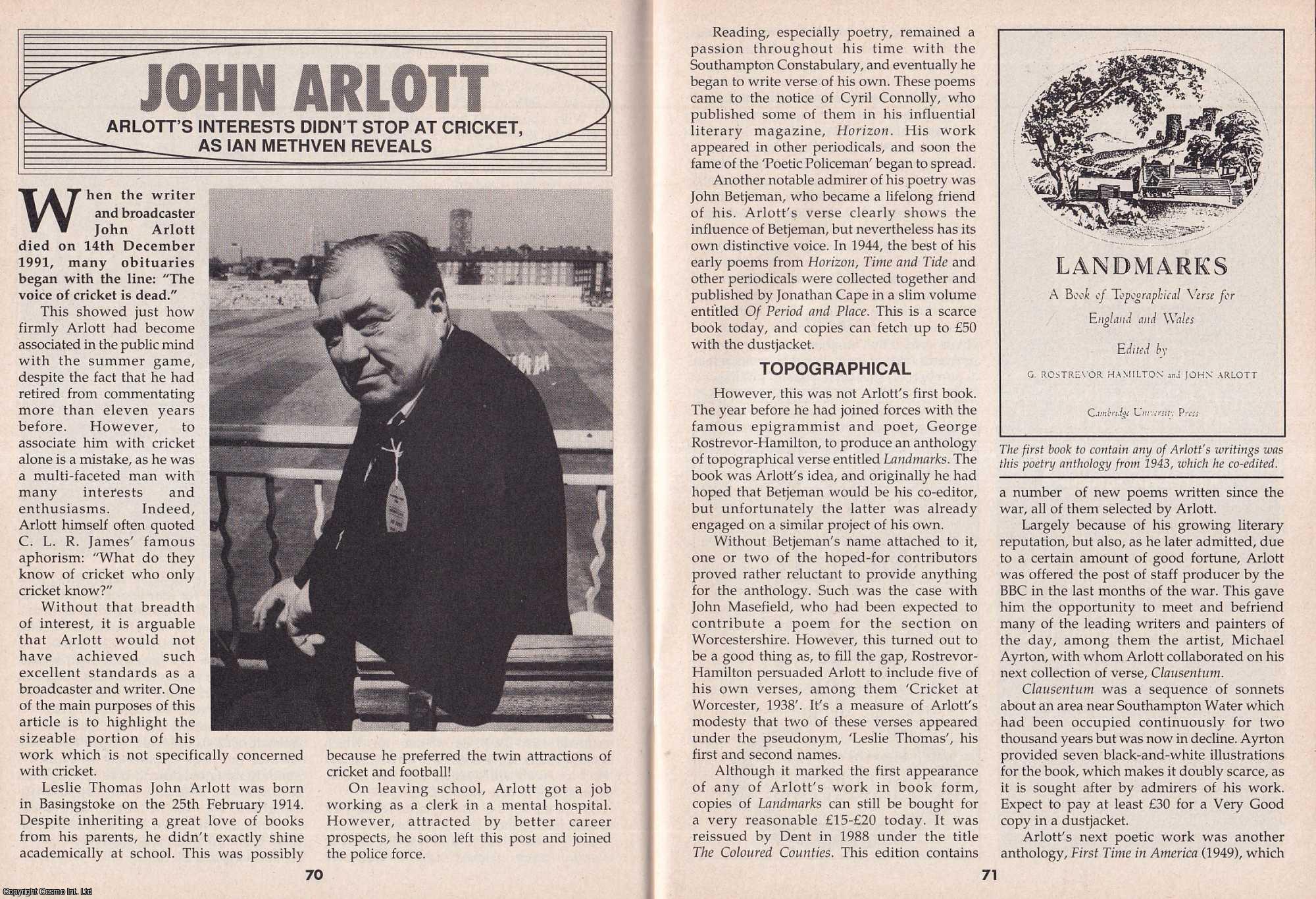 Ian Methven - John Arlott. Arlott's Interests Didn't Stop at Cricket. This is an original article separated from an issue of The Book & Magazine Collector publication.
