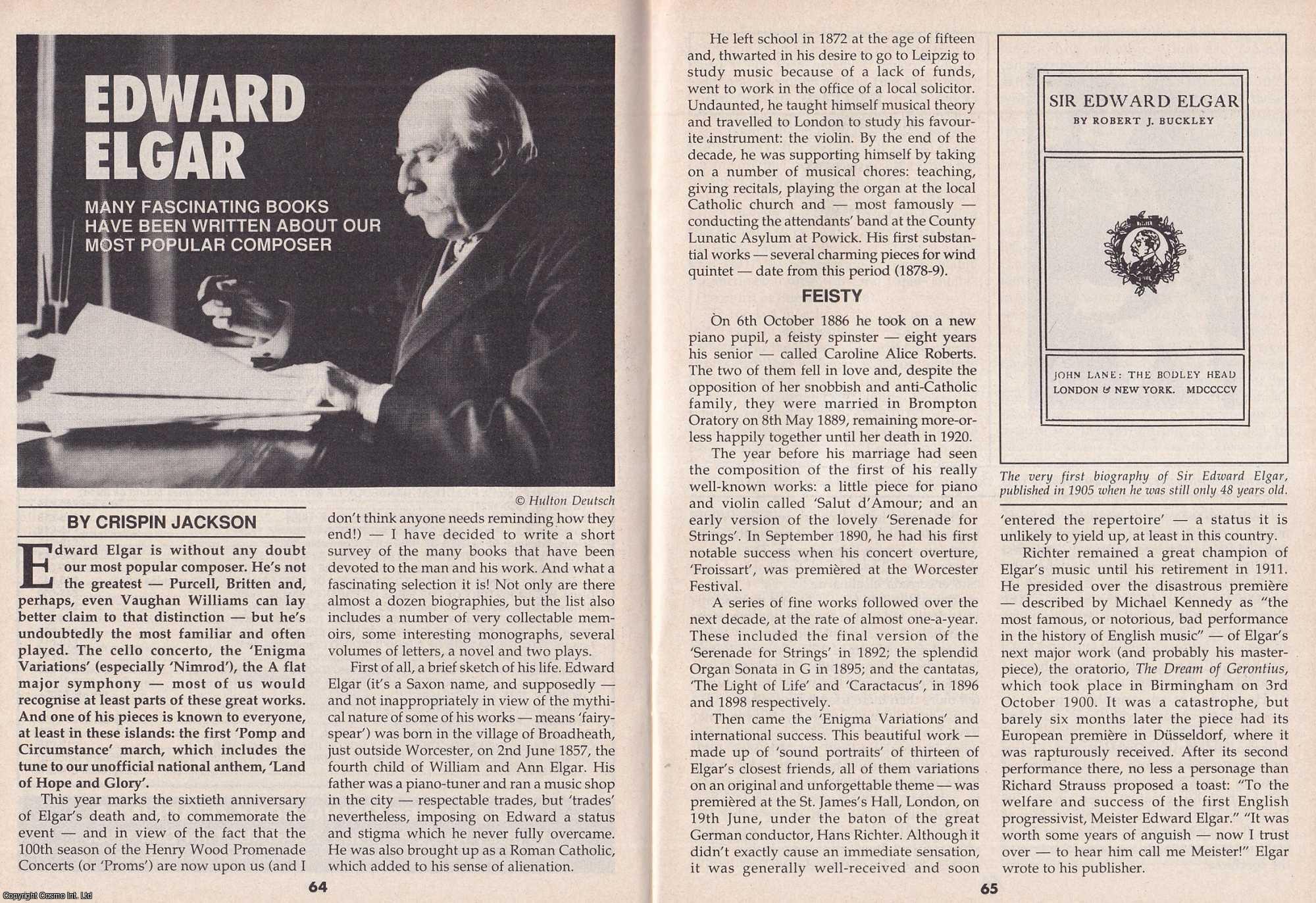 Crispin Jackson - Edward Elgar : Books written about the popular composer. This is an original article separated from an issue of The Book & Magazine Collector publication, 1994.