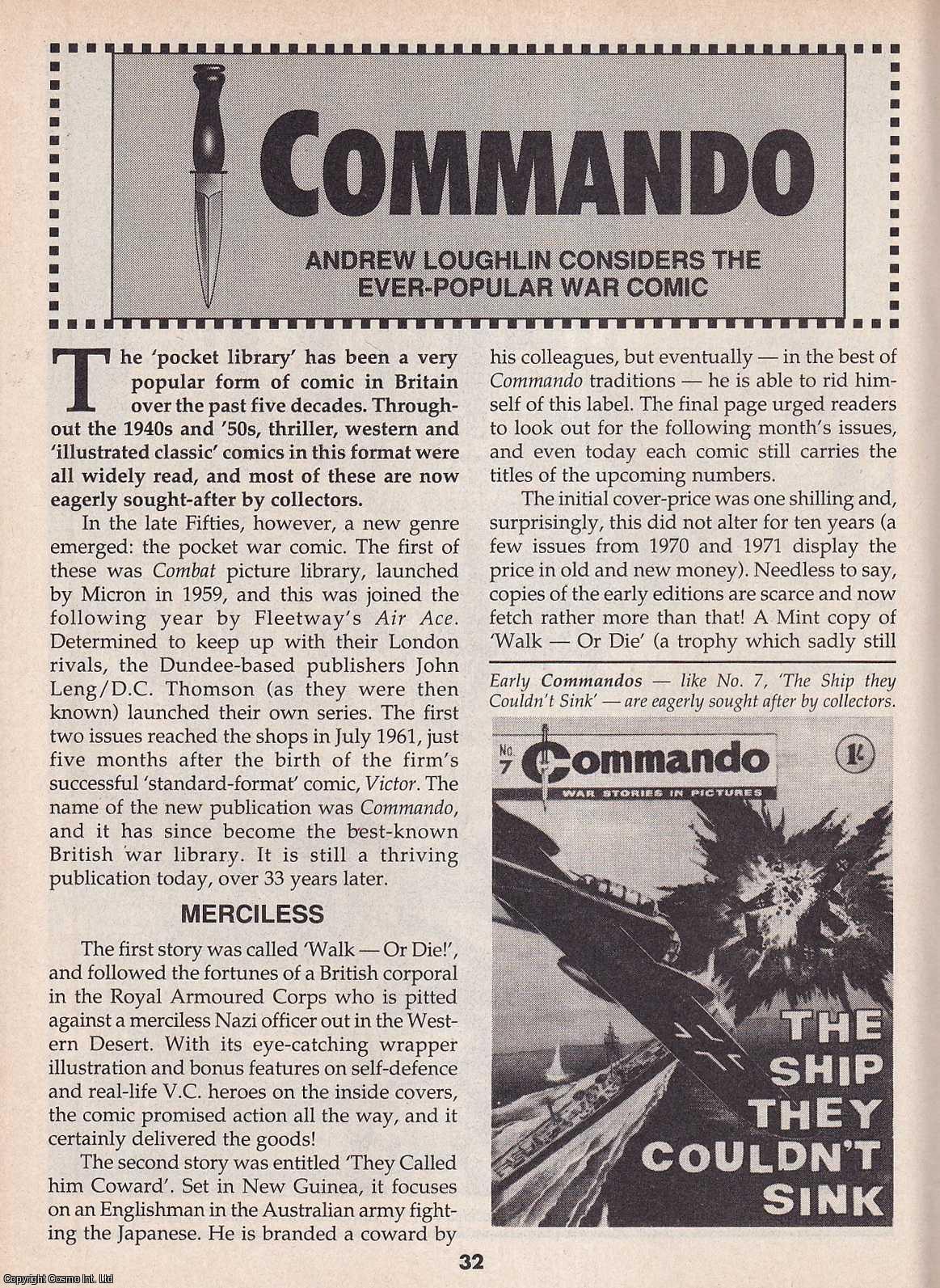 Andrew Loughlin - Commando : The Ever Popular War Comic. This is an original article separated from an issue of The Book & Magazine Collector publication, 1994.
