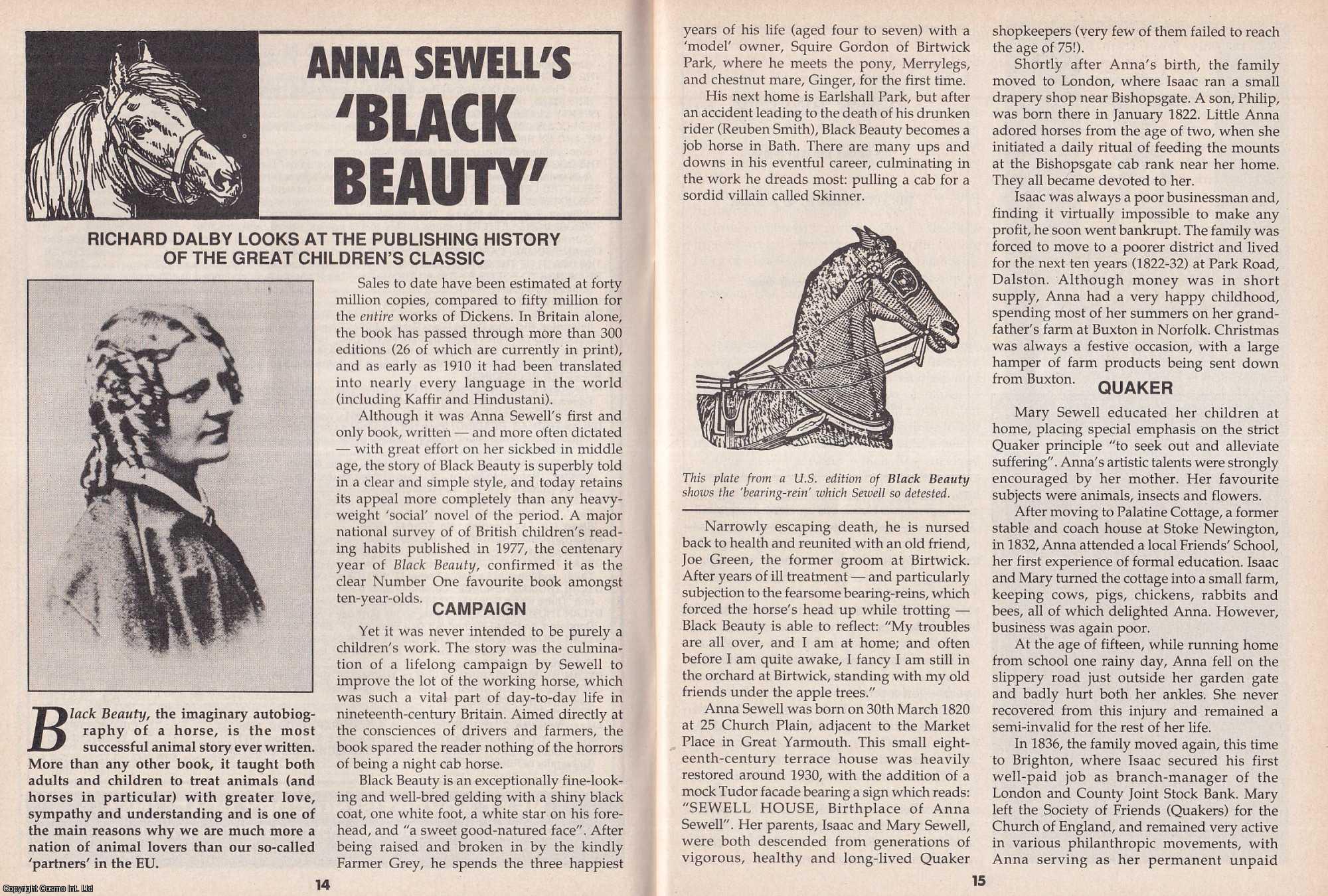 Richard Dalby - Anna Sewell's Black Beauty. Looking at the Publishing History of the great Children's Classic. This is an original article separated from an issue of The Book & Magazine Collector publication, 1995.