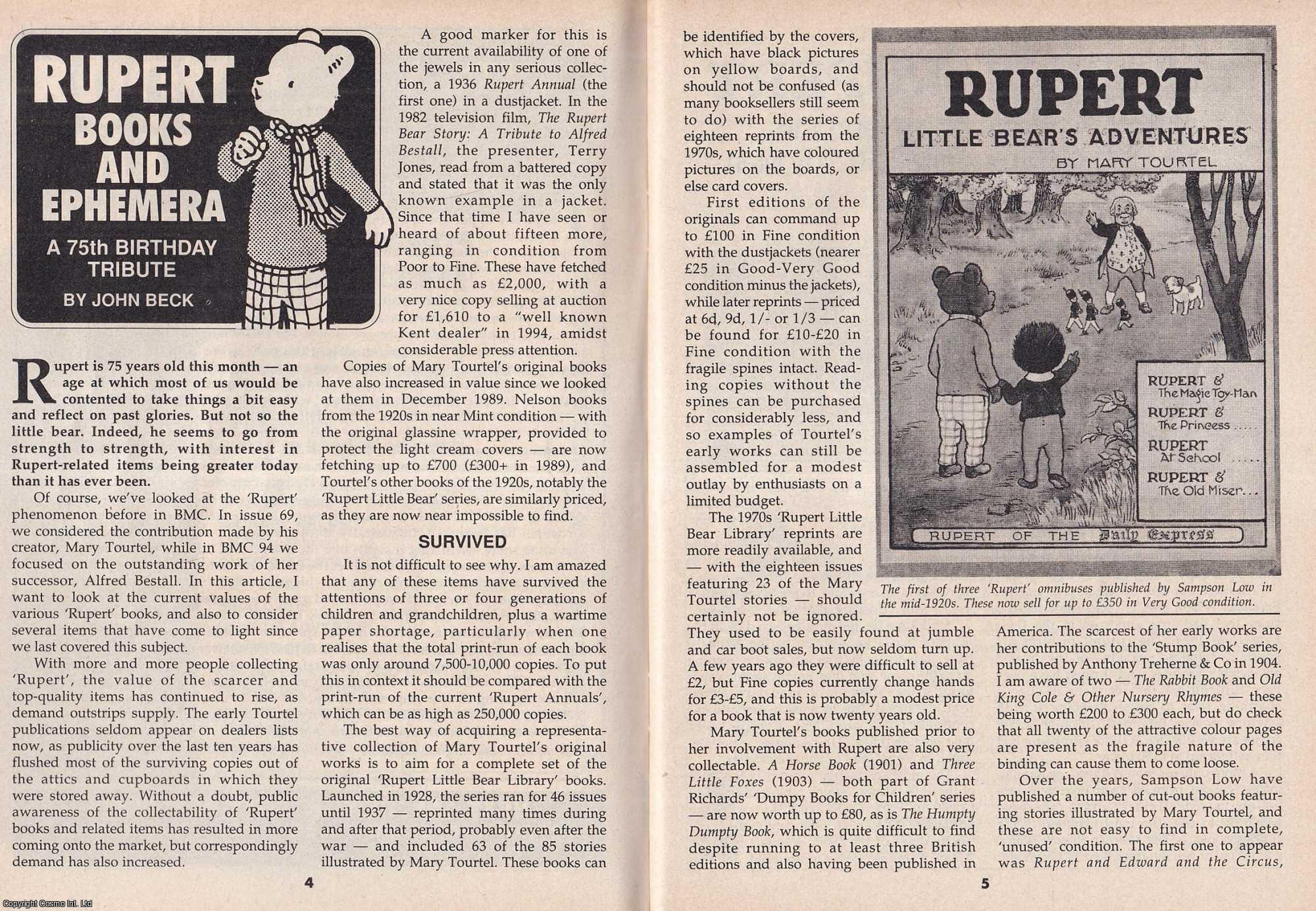 John Beck - Rupert Books and Ephemera. A 75th Birthday Tribute. This is an original article separated from an issue of The Book & Magazine Collector publication, 1995.