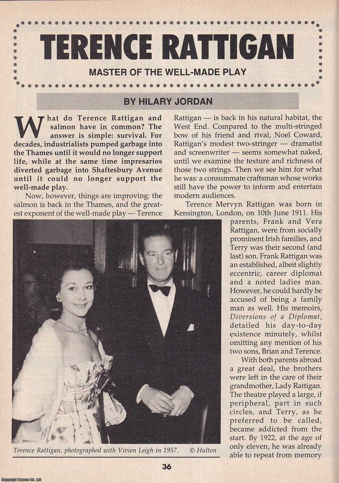 Hilary Jordan - Terence Rattigan. Master of The Well Made Play. This is an original article separated from an issue of The Book & Magazine Collector publication, 1995.