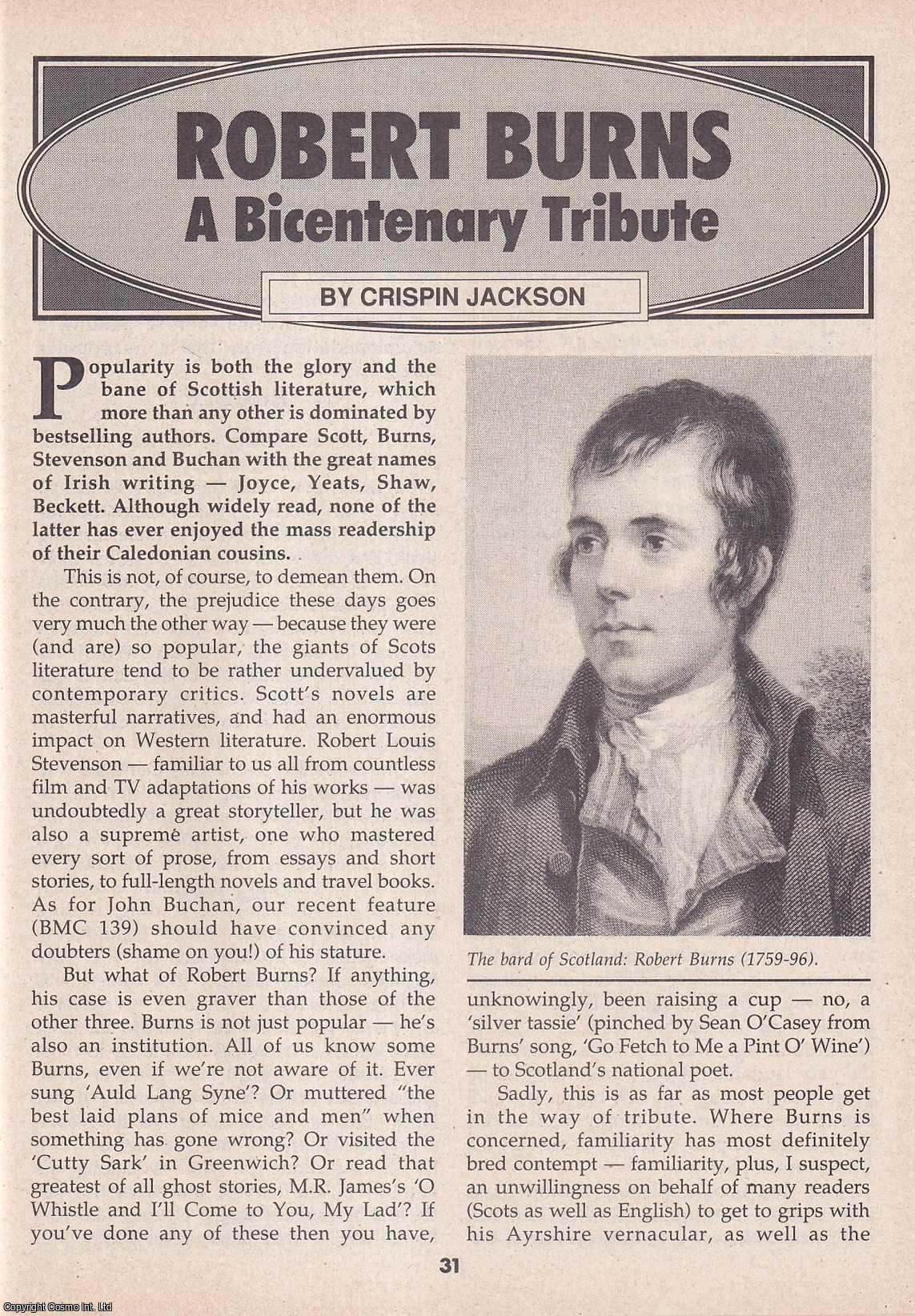 Crispin Jackson - Robert Burns. A Bicentenary Tribute. This is an original article separated from an issue of The Book & Magazine Collector publication, 1996.
