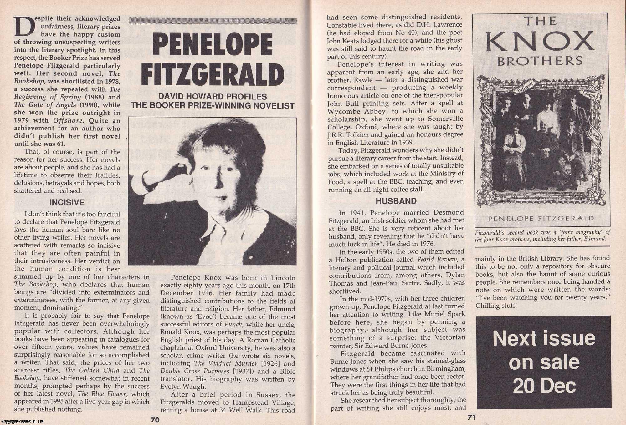 David Howard - Penelope Fitzgerald. Profiling The Booker Prize-Winning Novelist. This is an original article separated from an issue of The Book & Magazine Collector publication.
