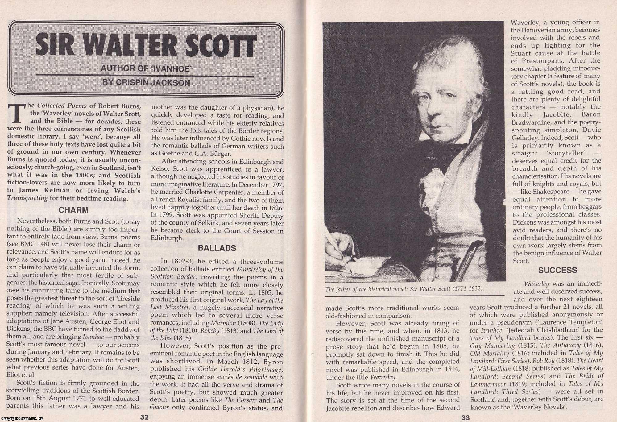 Crispin Jackson - Sir Walter Scott. Author of Ivanhoe. This is an original article separated from an issue of The Book & Magazine Collector publication.