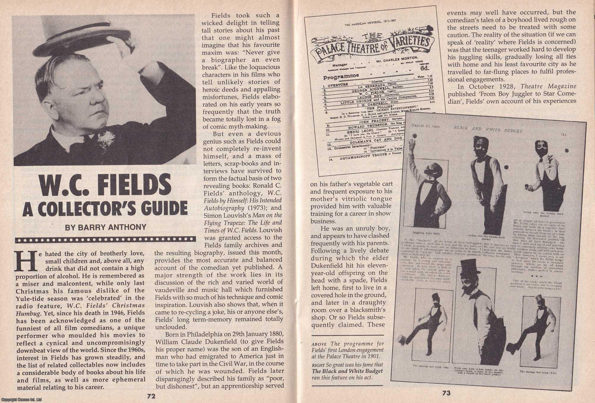Barry Anthony - W. C. Fields. A Collector's Guide. This is an original article separated from an issue of The Book & Magazine Collector publication.