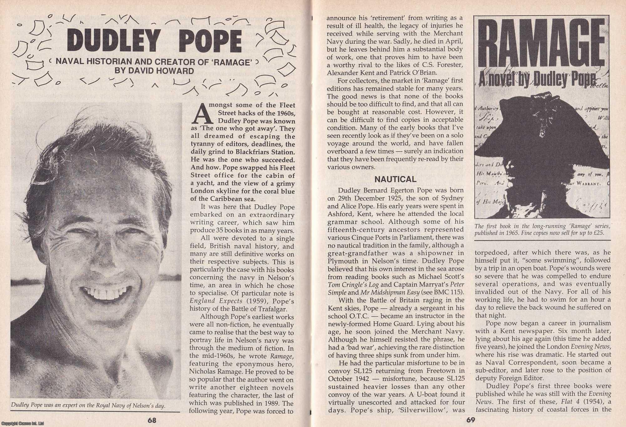 David Howard - Dudley Pope : Naval Historian and Creator of Ramage. This is an original article separated from an issue of The Book & Magazine Collector publication, 1997.