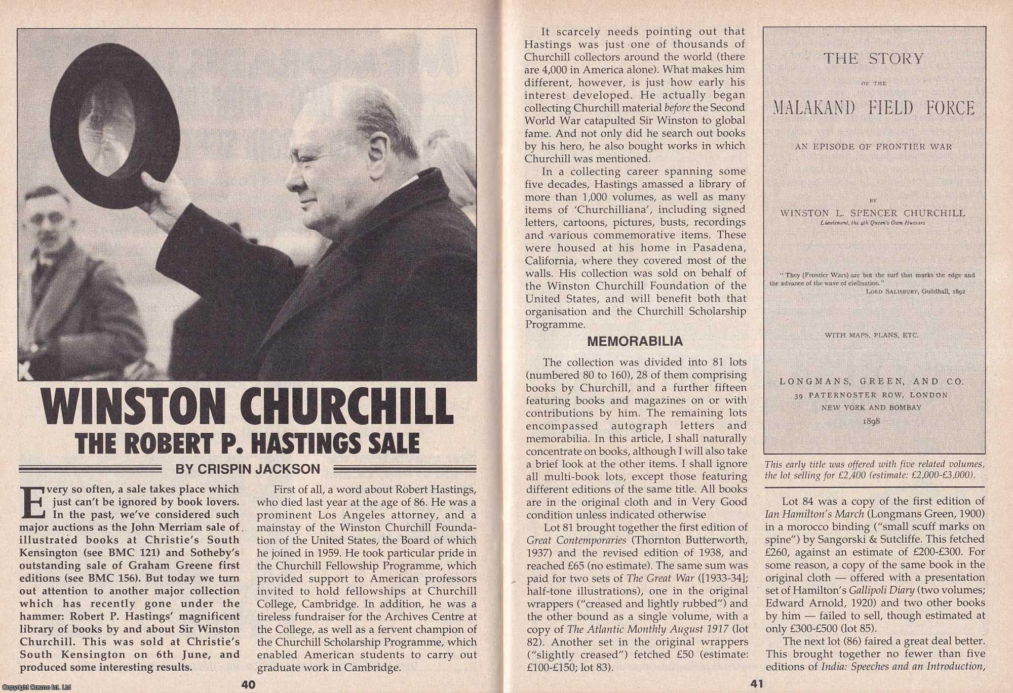 Crispin Jackson - Winston Churchill. The Robert P. Hastings Sale. This is an original article separated from an issue of The Book & Magazine Collector publication, 1997.