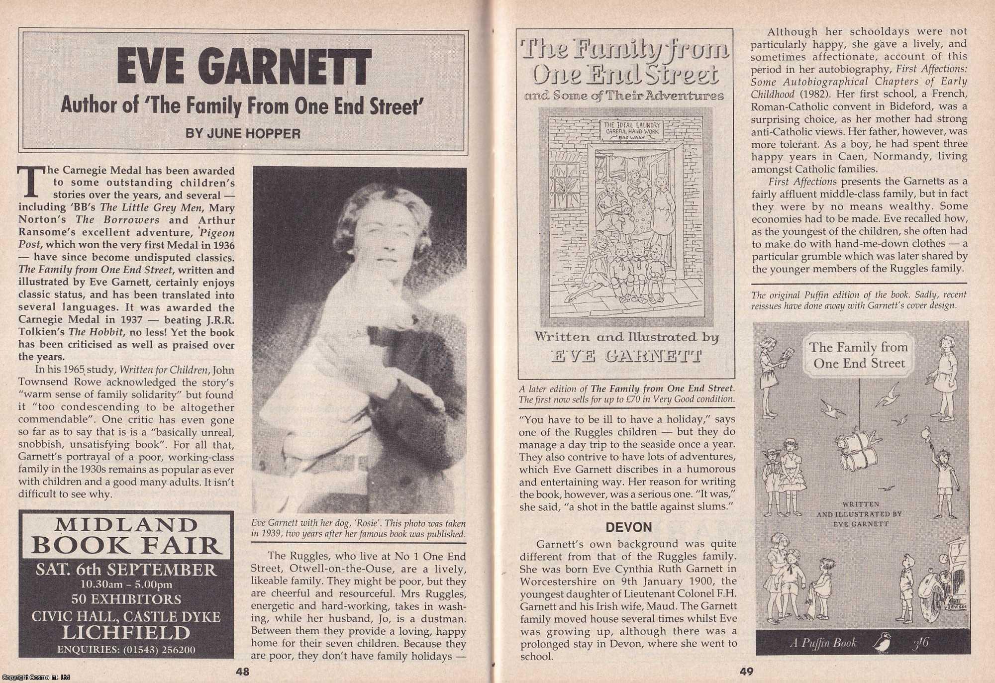 June Hopper - Eve Garnett. Author of The Family from One End Street. This is an original article separated from an issue of The Book & Magazine Collector publication, 1997.
