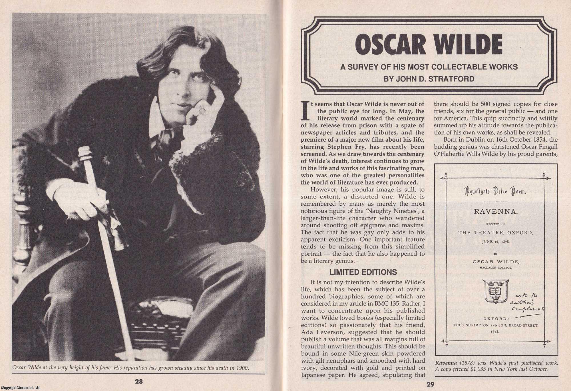 John D. Stratford - Oscar Wilde. A Survey of His Most Collectable Works. This is an original article separated from an issue of The Book & Magazine Collector publication.