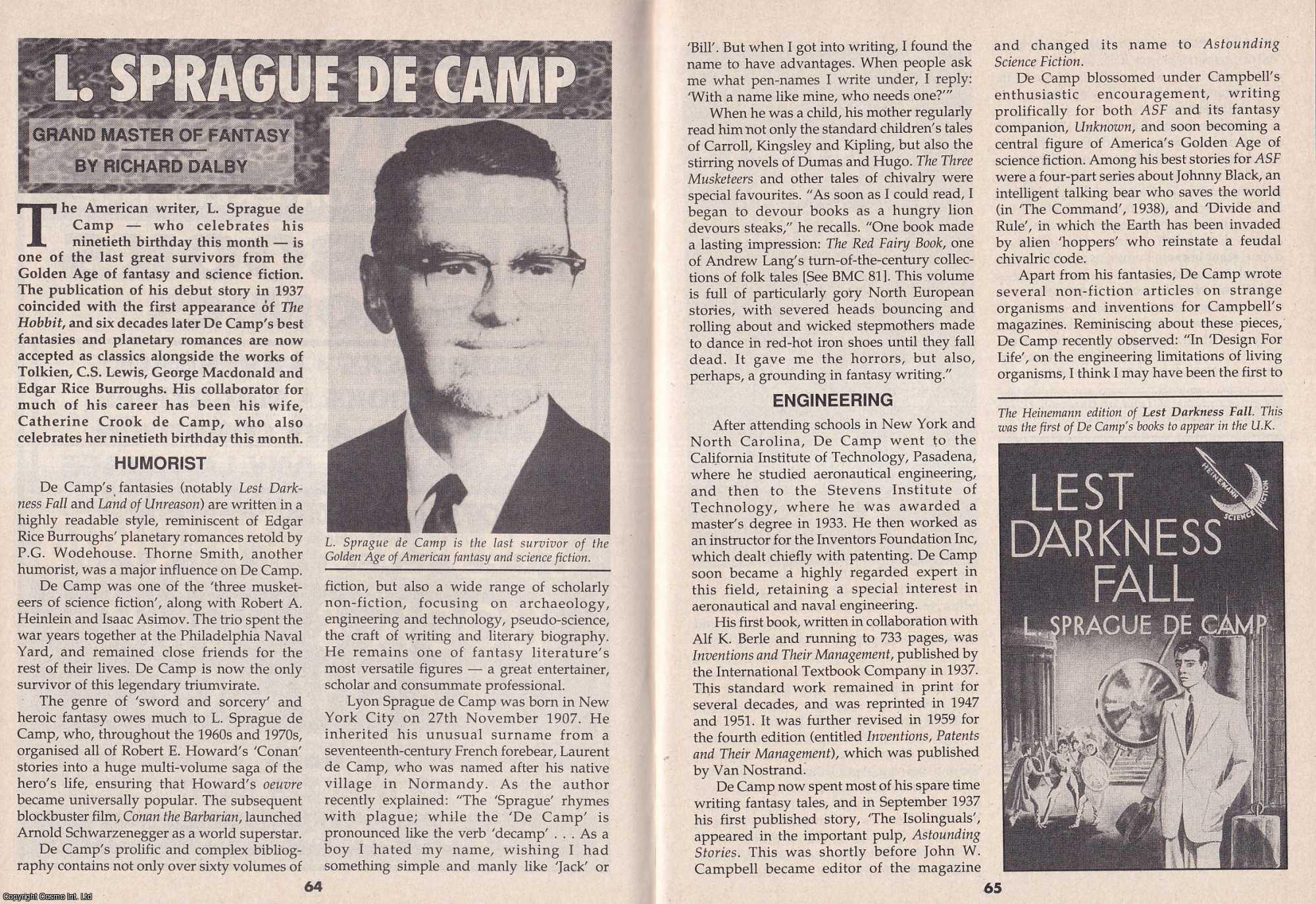 Richard Dalby - L. Sprague De Camp. Grand Master of Fantasy. This is an original article separated from an issue of The Book & Magazine Collector publication.