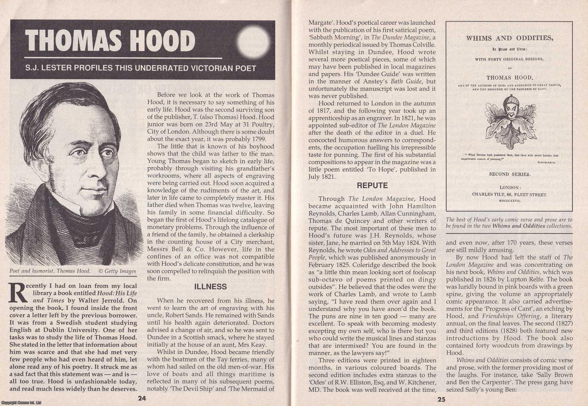S. J. Lester - Thomas Hood : Underrated Victorian Poet. This is an original article separated from an issue of The Book & Magazine Collector publication, 1997.