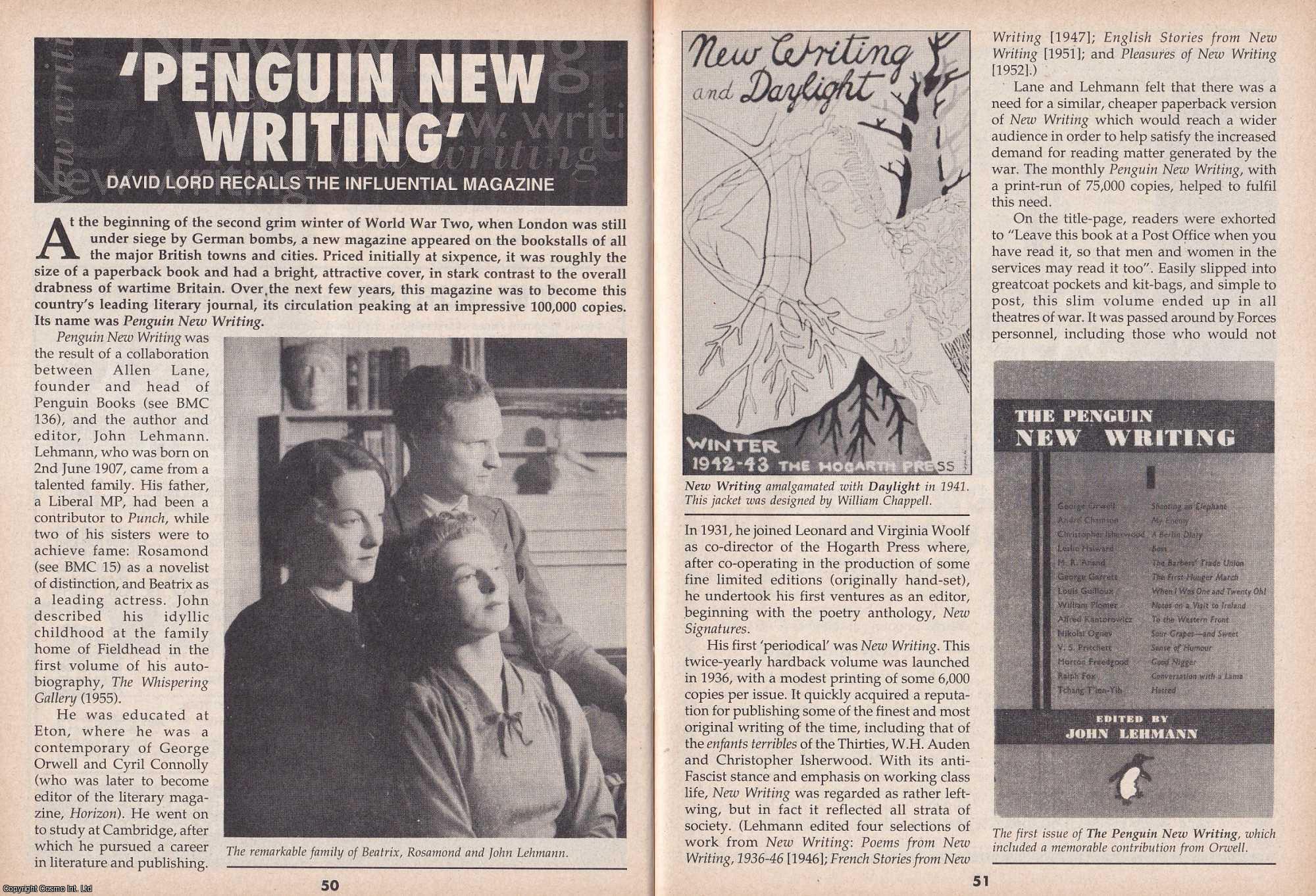 David Lord - Penguin New Writing : The Influential Magazine. This is an original article separated from an issue of The Book & Magazine Collector publication, 1998.