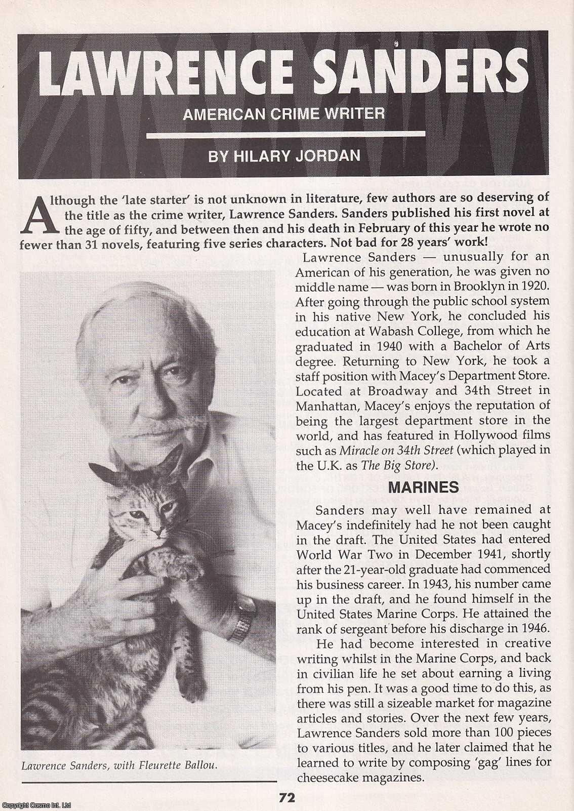 Hilary Jordan - Lawrence Sanders. American Crime Writer. This is an original article separated from an issue of The Book & Magazine Collector publication.