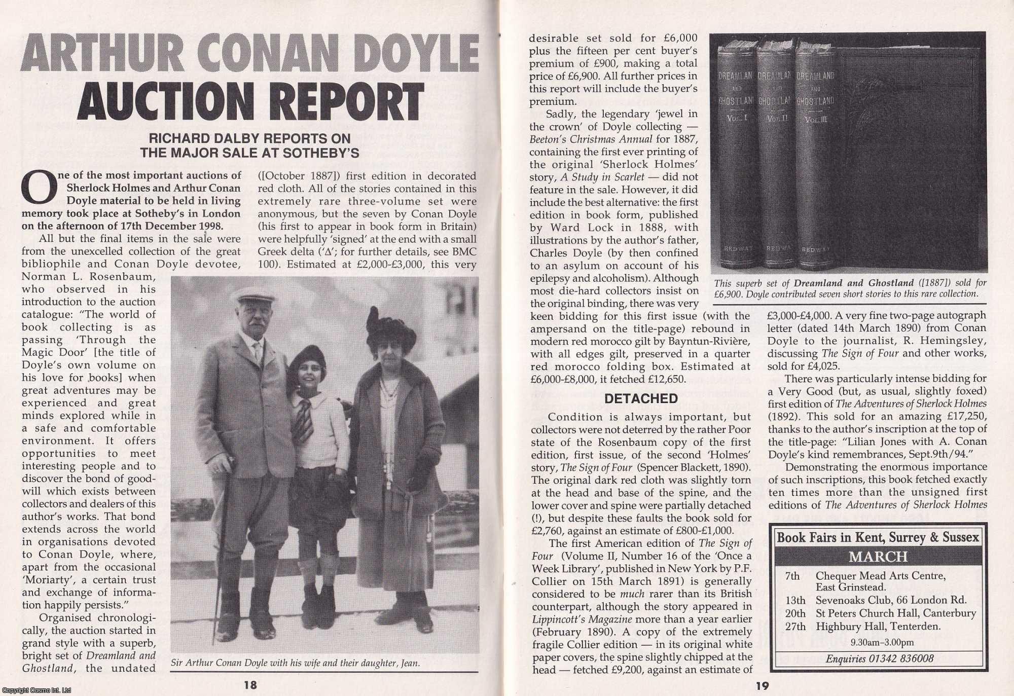 Richard Dalby - Arthur Conan Doyle Auction Report : The Rosenbaum Sale at Sotheby's. This is an original article separated from an issue of The Book & Magazine Collector publication, 1999.