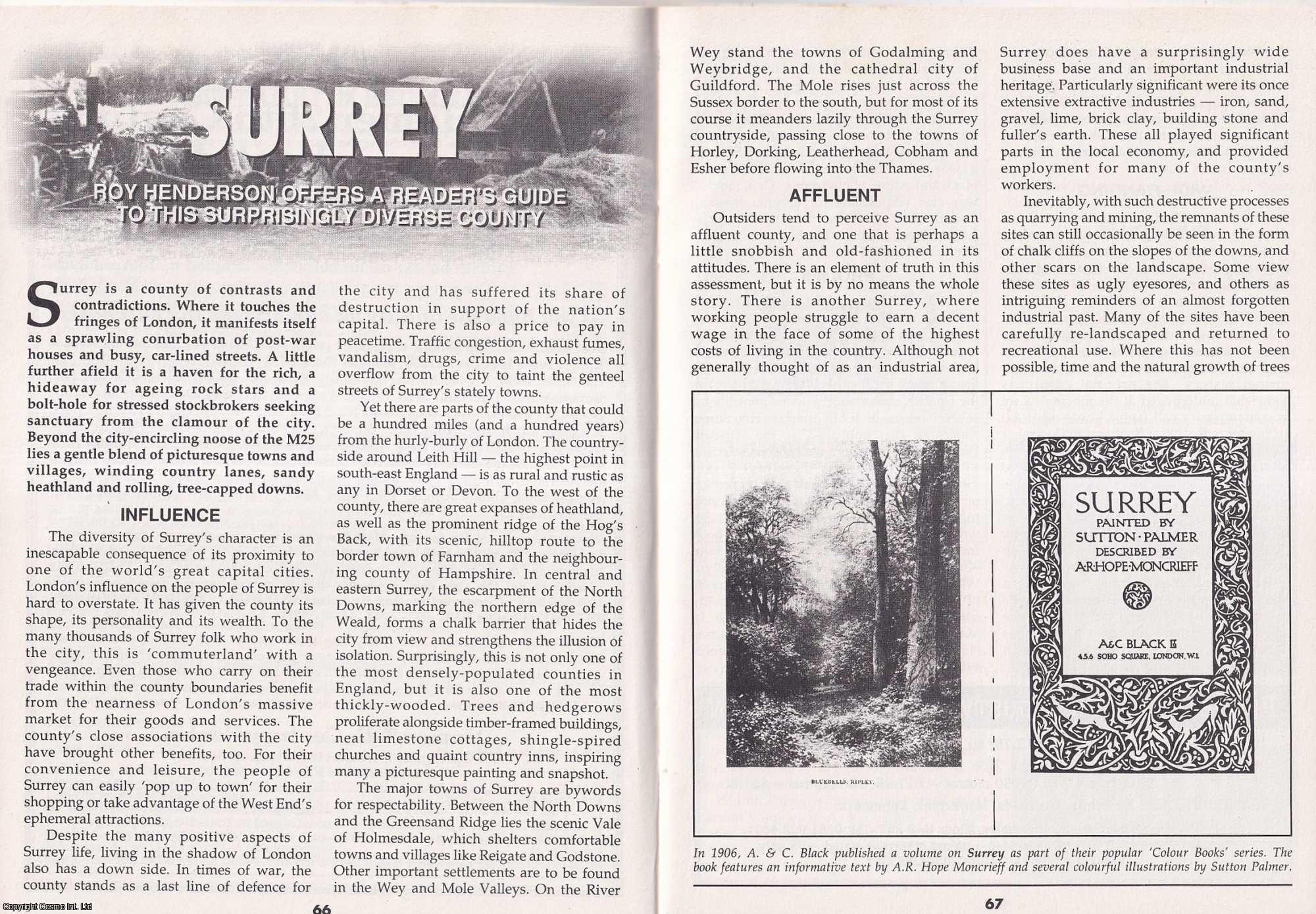 Roy Henderson - Surrey. A Reader's Guide to the County. This is an original article separated from an issue of The Book & Magazine Collector publication, 1999.