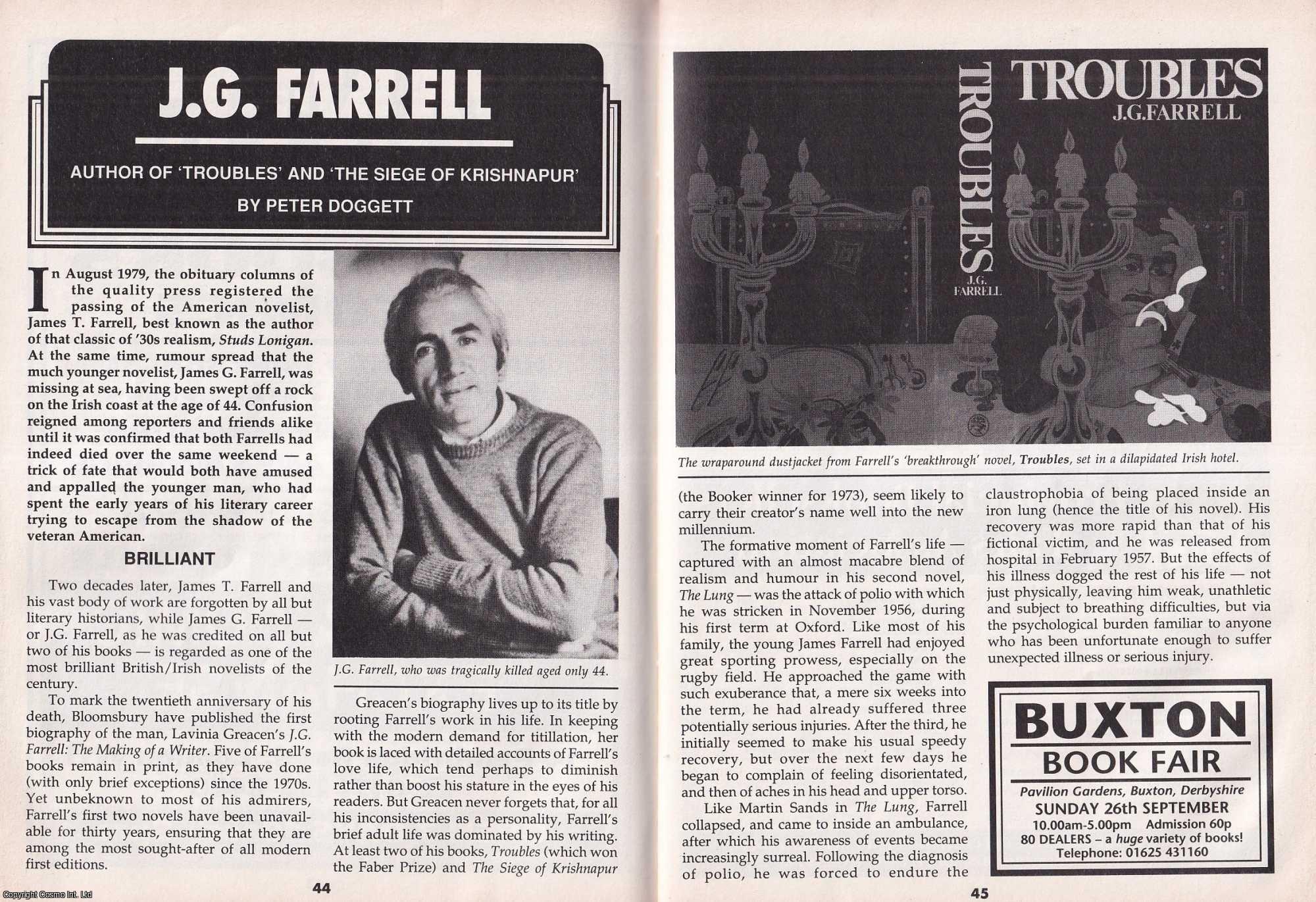 Peter Doggett - J. G. Farrell. Author of Troubles. This is an original article separated from an issue of The Book & Magazine Collector publication, 1999.