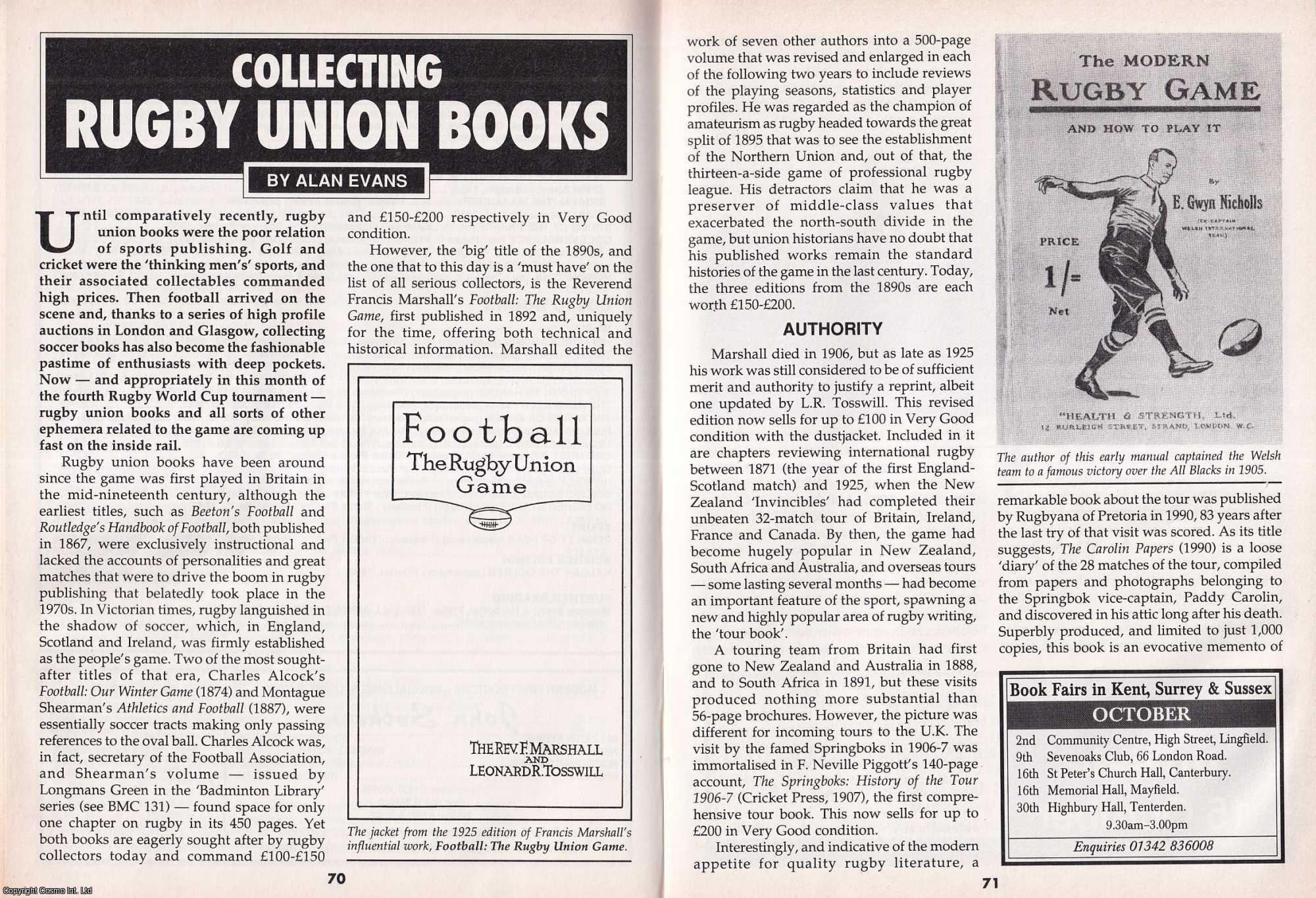 Alan Evans - Collecting Rugby Union Books. This is an original article separated from an issue of The Book & Magazine Collector publication, 1999.