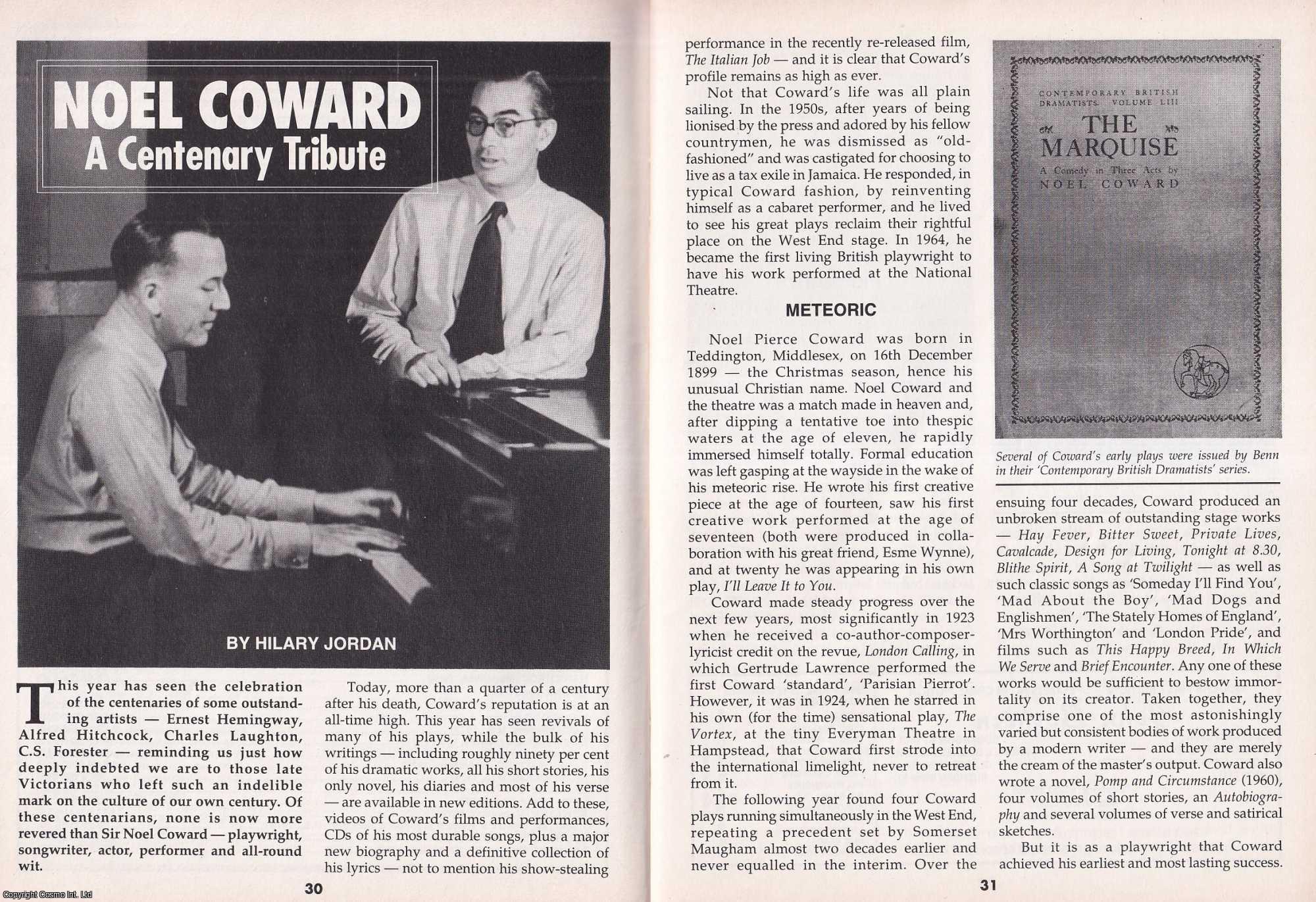 Hilary Jordan - Noel Coward. A Centenary Tribute. This is an original article separated from an issue of The Book & Magazine Collector publication.