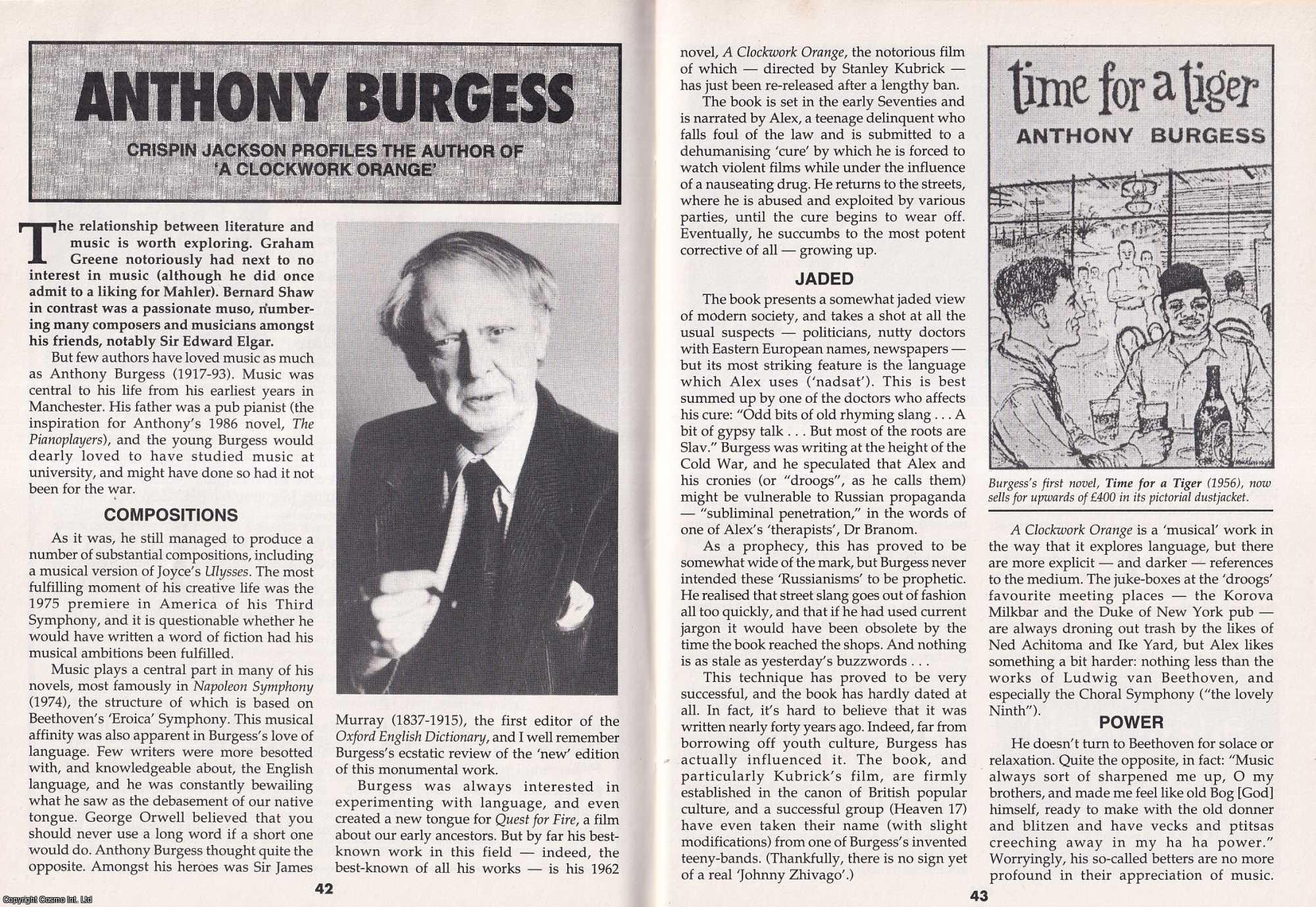 Crispin Jackson - Anthony Burgess. Profiling The Author of A Clockwork Orange. This is an original article separated from an issue of The Book & Magazine Collector publication, 2000.