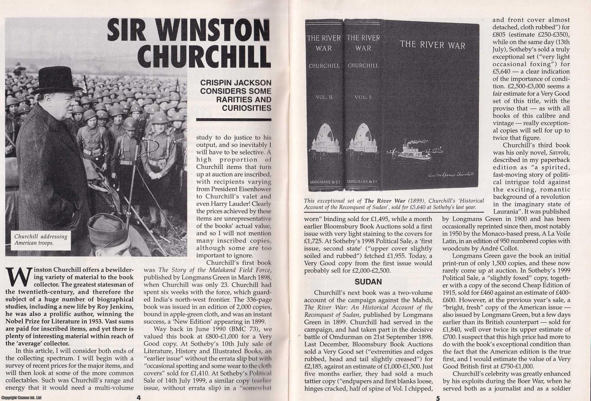 Crispin Jackson - Sir Winston Churchill : Rarities and Curiosities. This is an original article separated from an issue of The Book & Magazine Collector publication, 2001.